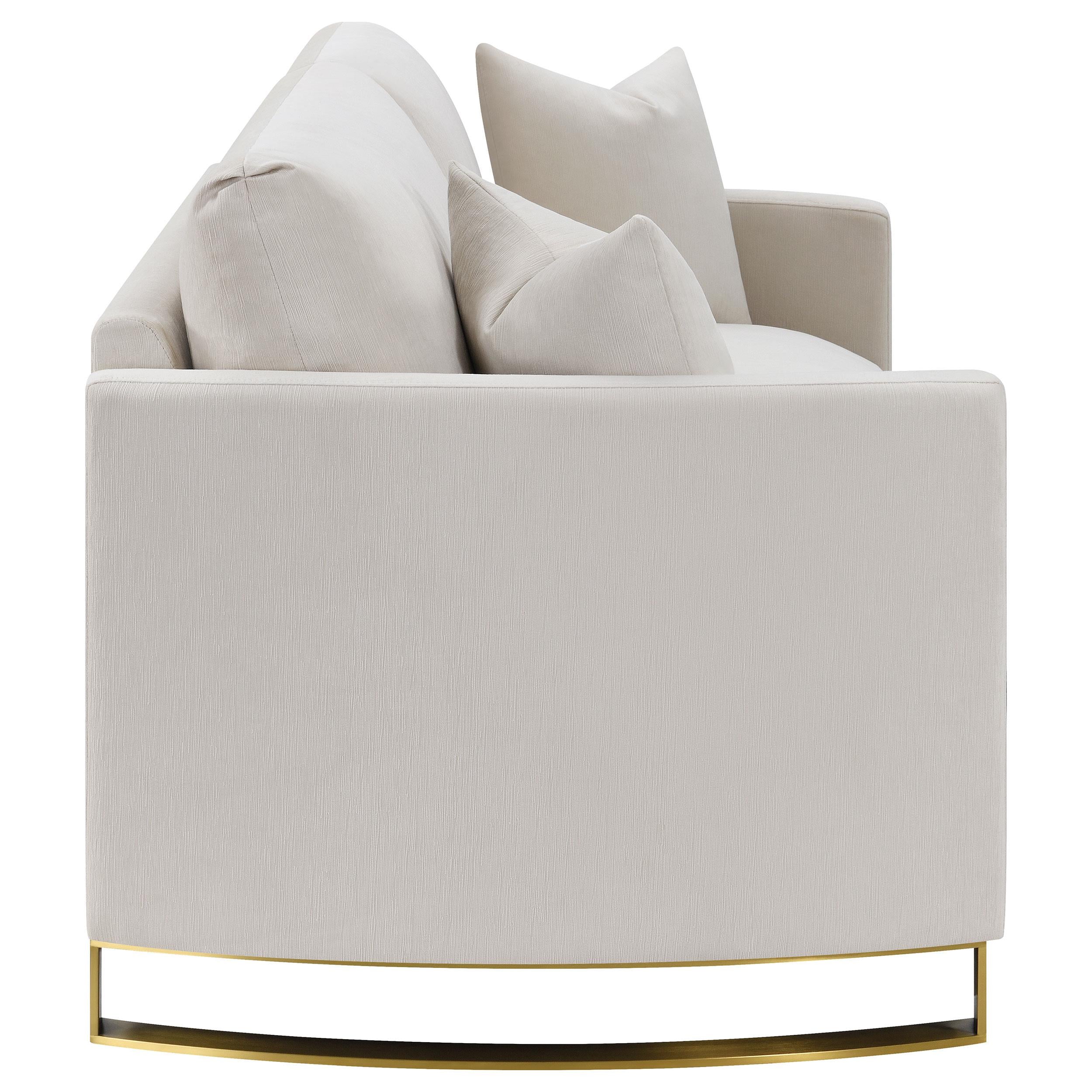  Coaster Furniture Corliss 508822 Upholstered Curved Track Arm Loveseat - Beige IMAGE 7