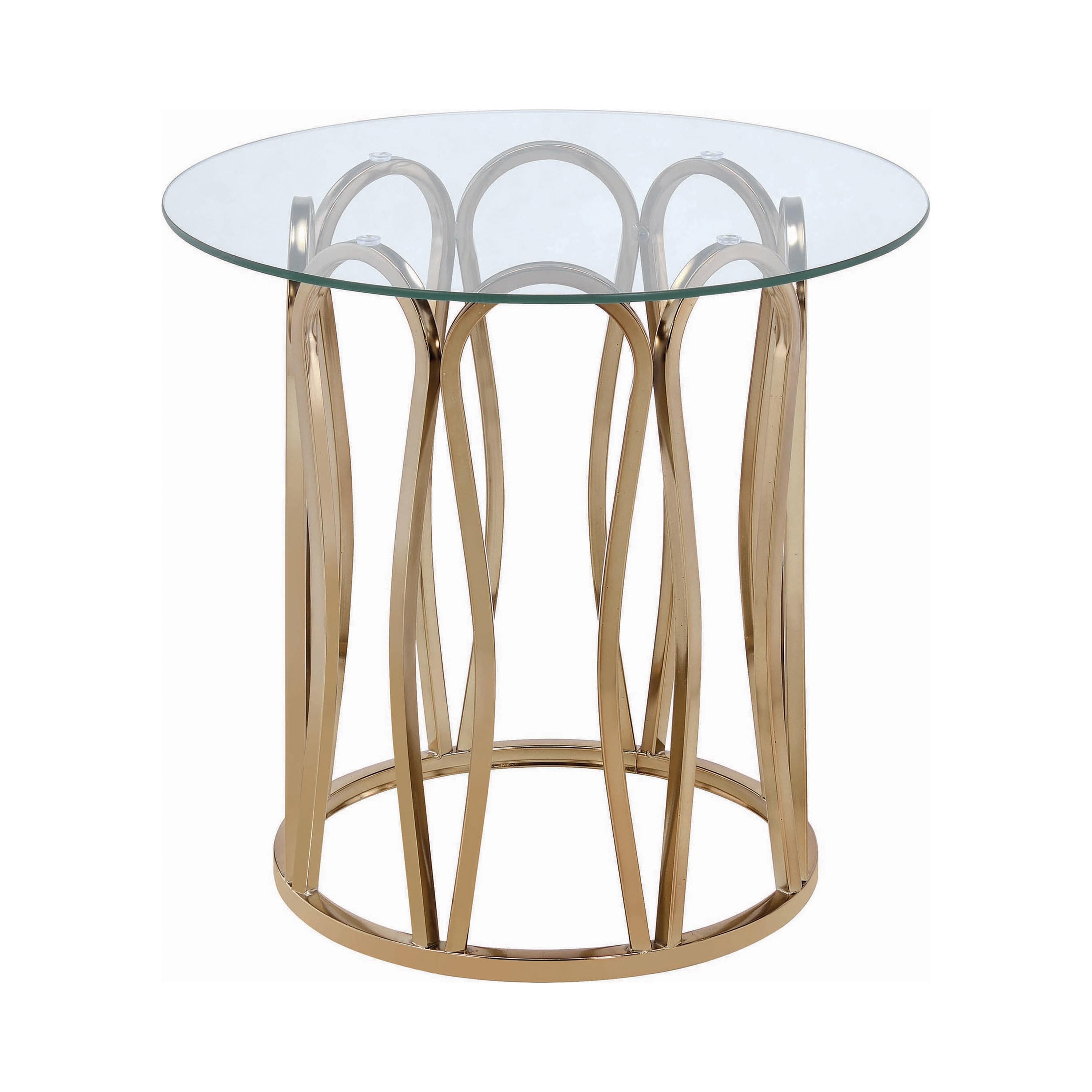  Coaster Furniture Monett 708057 Round Glass Top Side End Table - Chocolate Chrome IMAGE 1