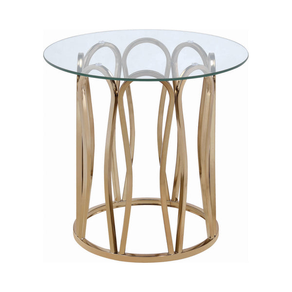 Coaster Furniture Monett 708057 Round Glass Top Side End Table - Chocolate Chrome