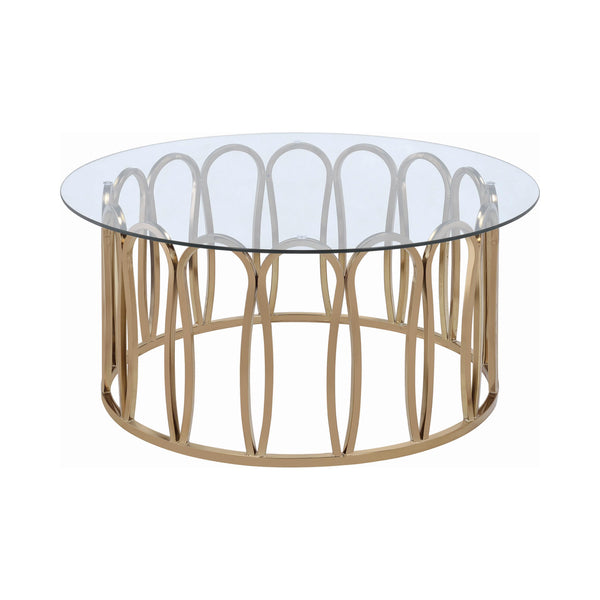 Coaster Furniture Monett 708058 Round Glass Top Coffee Table - Chocolate Chrome