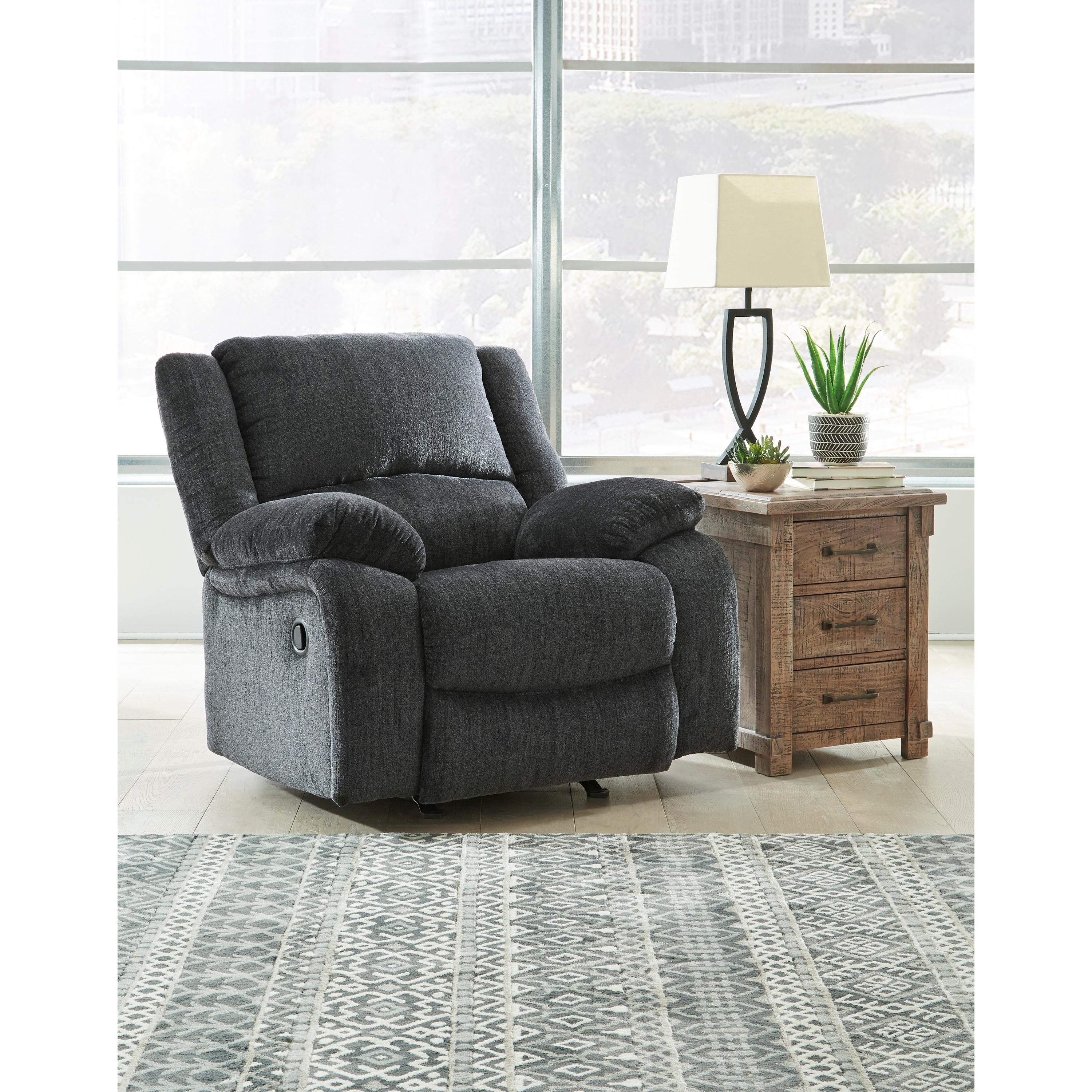  Motion Type_Manual --  Signature Design by Ashley Draycoll Rocker Fabric Recliner IMAGE 7