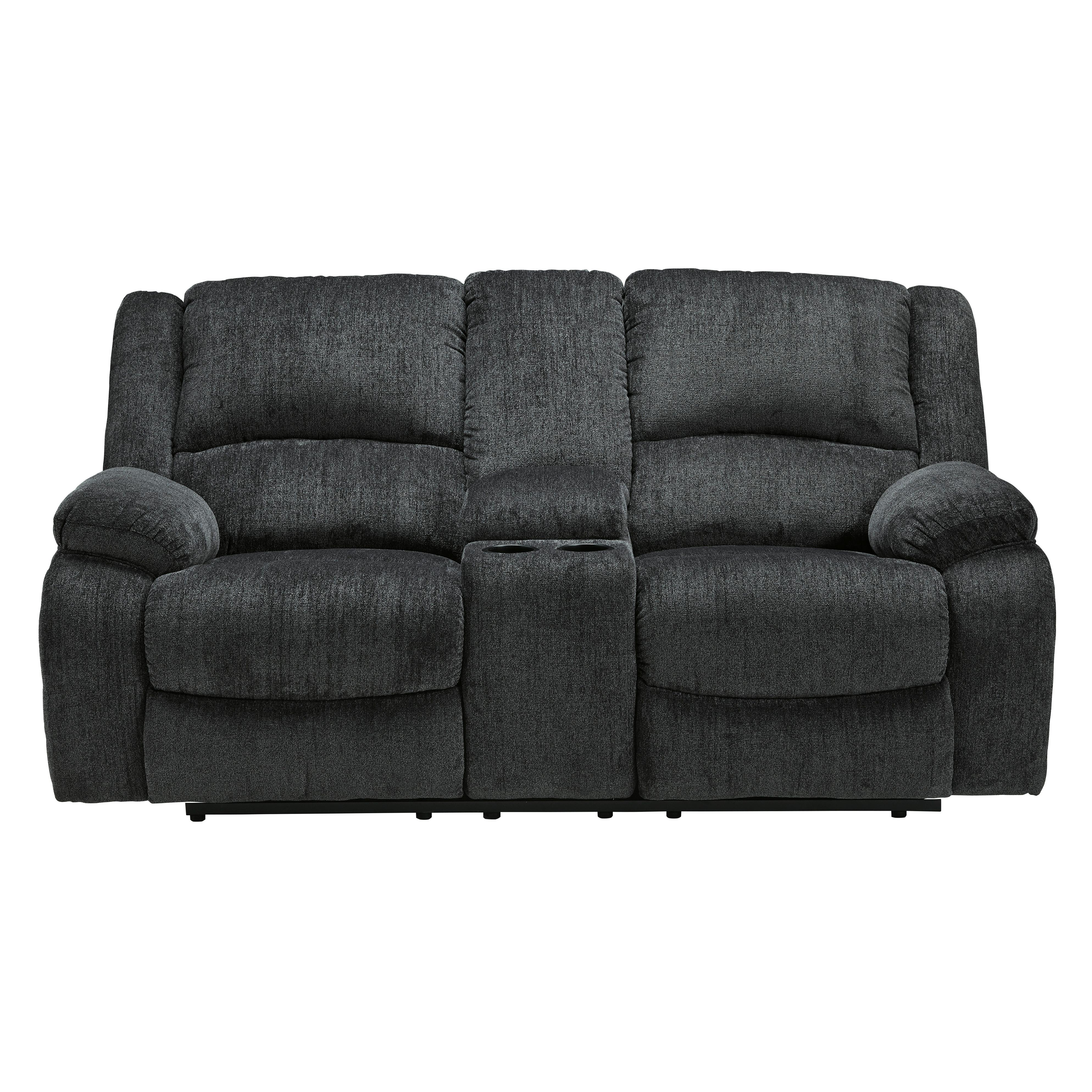  Motion Type_Reclining --  Signature Design by Ashley Draycoll Reclining Fabric Loveseat with Console IMAGE 1