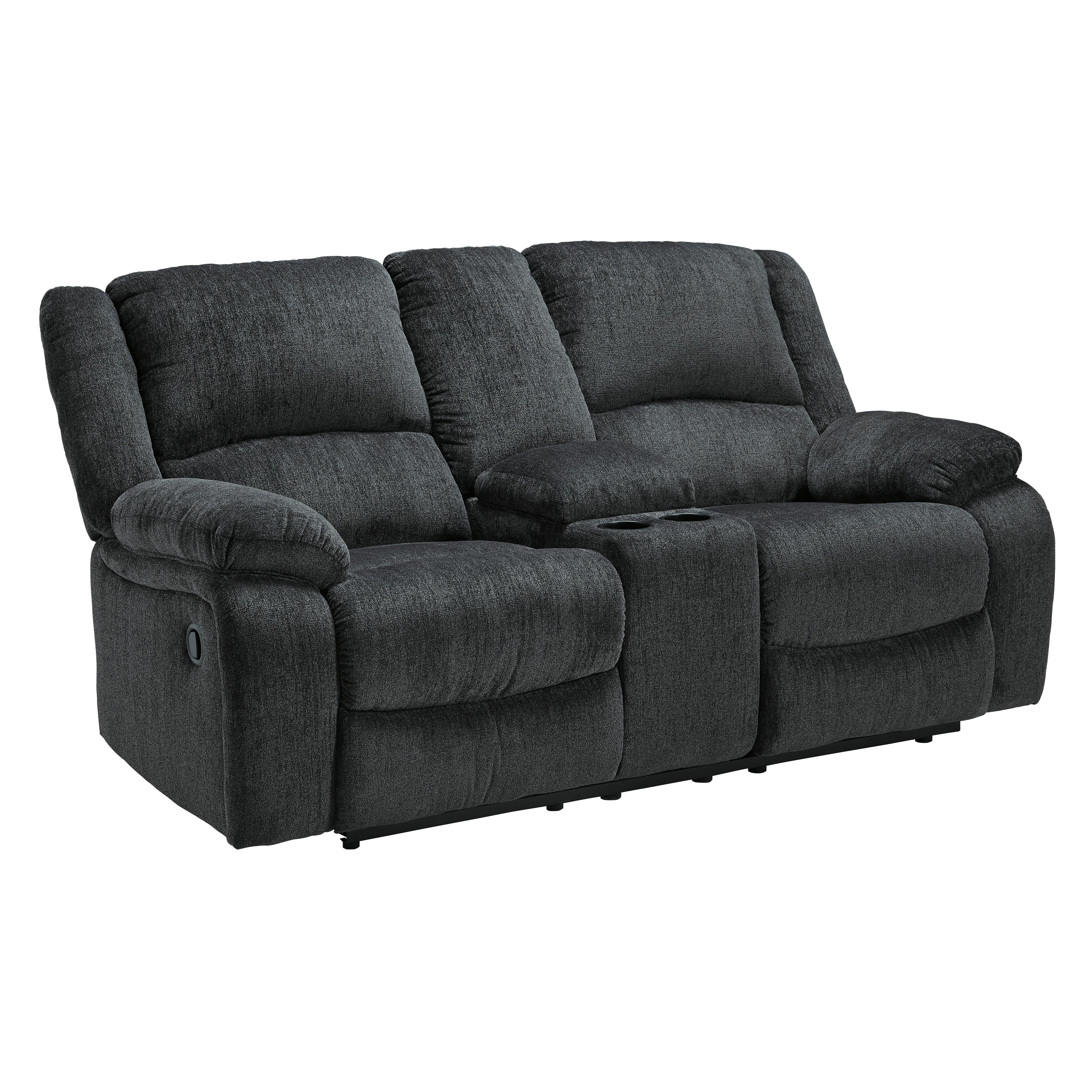  Motion Type_Reclining --  Signature Design by Ashley Draycoll Reclining Fabric Loveseat with Console IMAGE 2