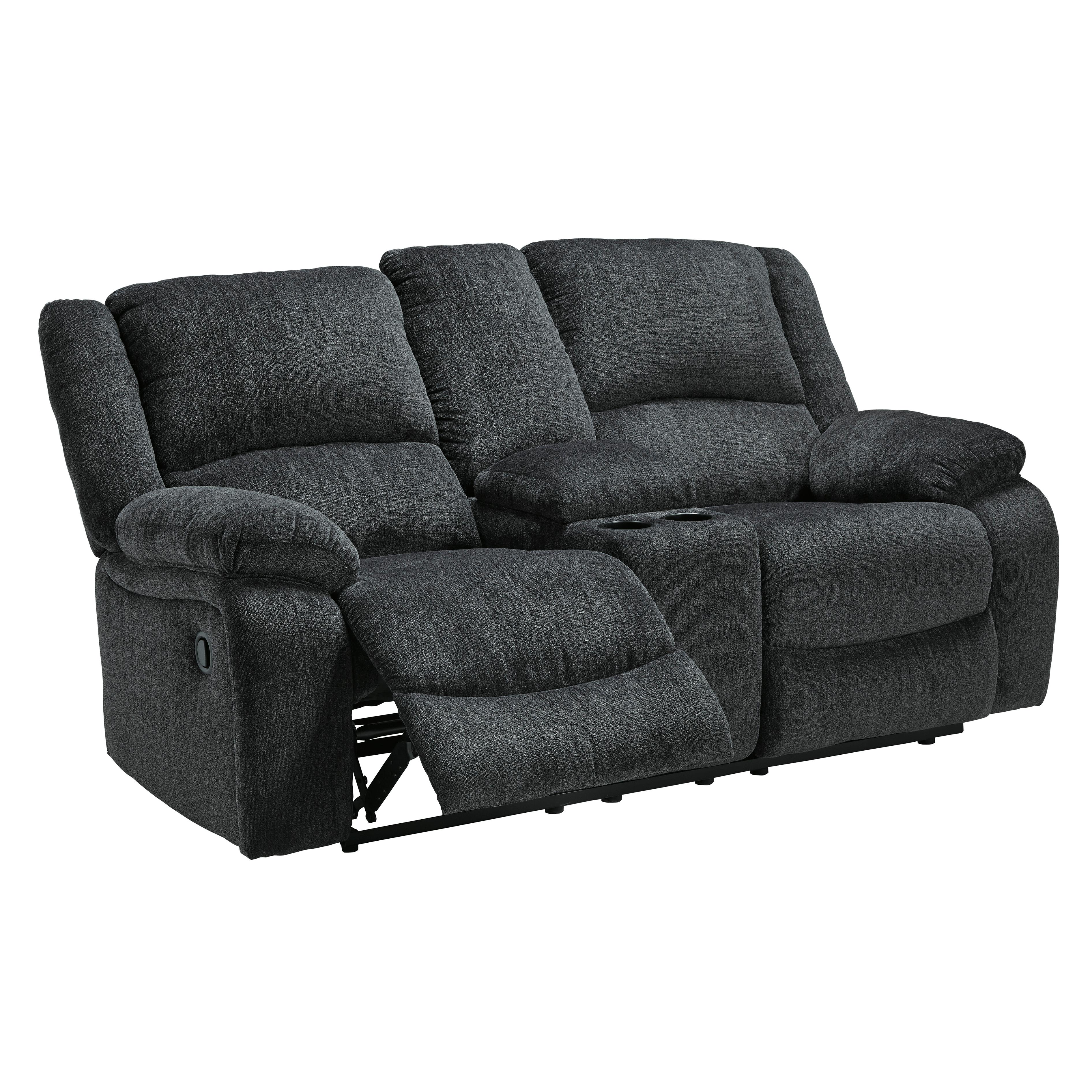  Motion Type_Reclining --  Signature Design by Ashley Draycoll Reclining Fabric Loveseat with Console IMAGE 3