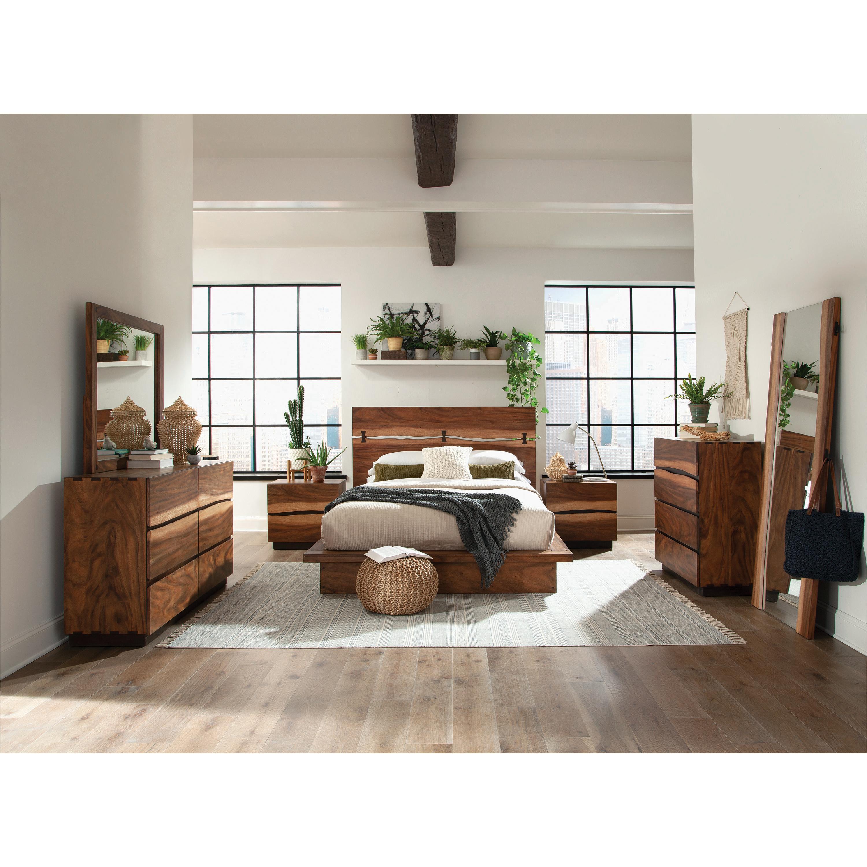  Size_California King --  Winslow 223250KW Wood California King Panel Bed - Smokey Walnut IMAGE 2