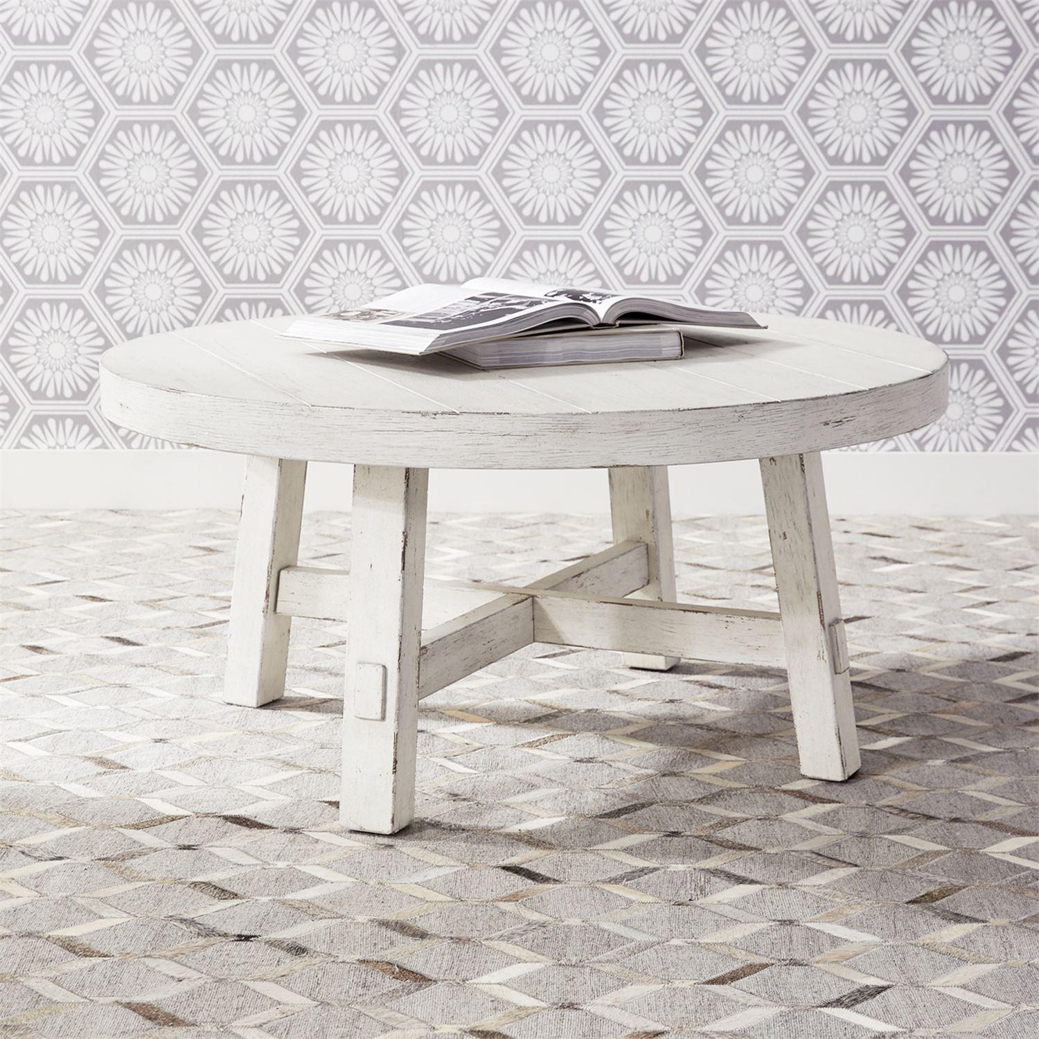  Liberty Furniture Industries Inc. Modern Farmhouse 406W-OT1013 Splay Leg Round Cocktail Table IMAGE 6