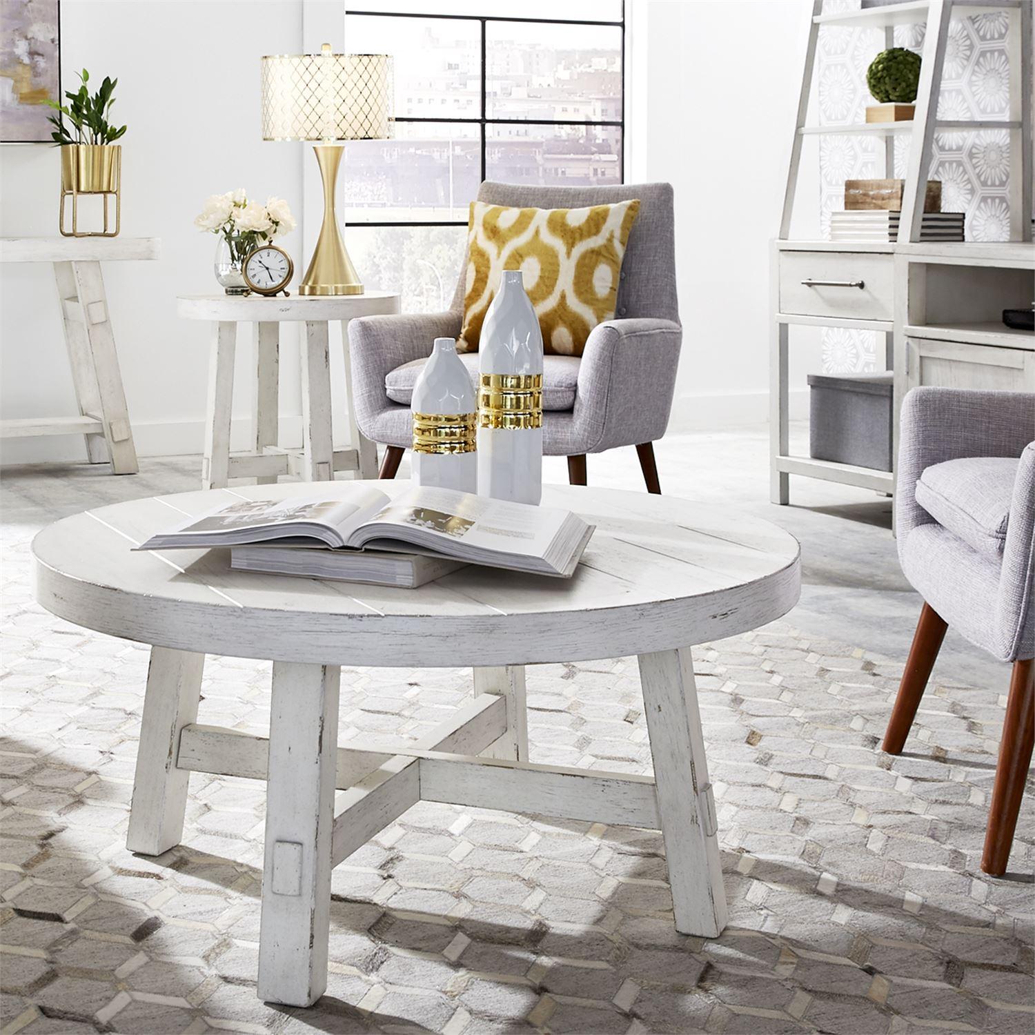 Liberty Furniture Industries Inc. Modern Farmhouse 406W-OT1024 Splay Leg Round End Table IMAGE 6