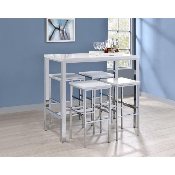 Coaster Furniture Natividad 182525 5-piece Pub Height Bar Table Set - White High Gloss