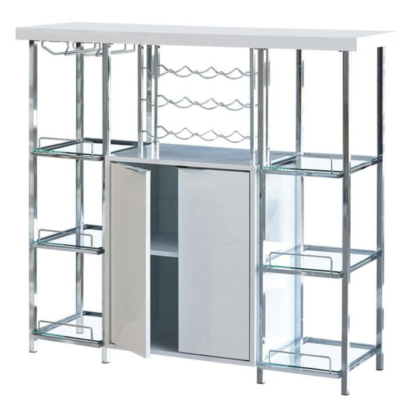 Coaster Furniture Gallimore 182757 2-door Bar Cabinet Wine Storage - White High Gloss