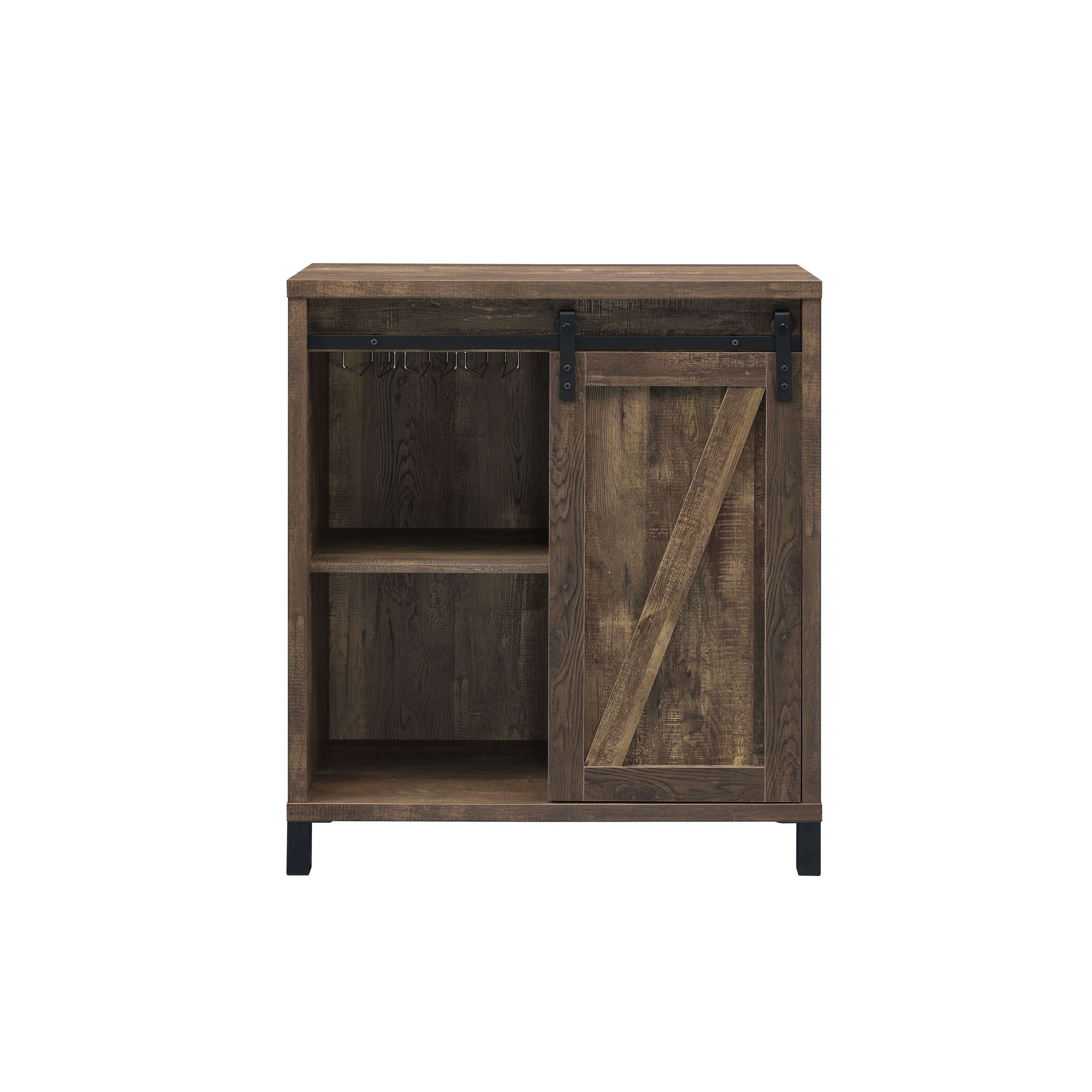  Coaster Furniture Arlington 182852 Sliding Door Home Bar Wine Cabinet - Rustic Oak IMAGE 3