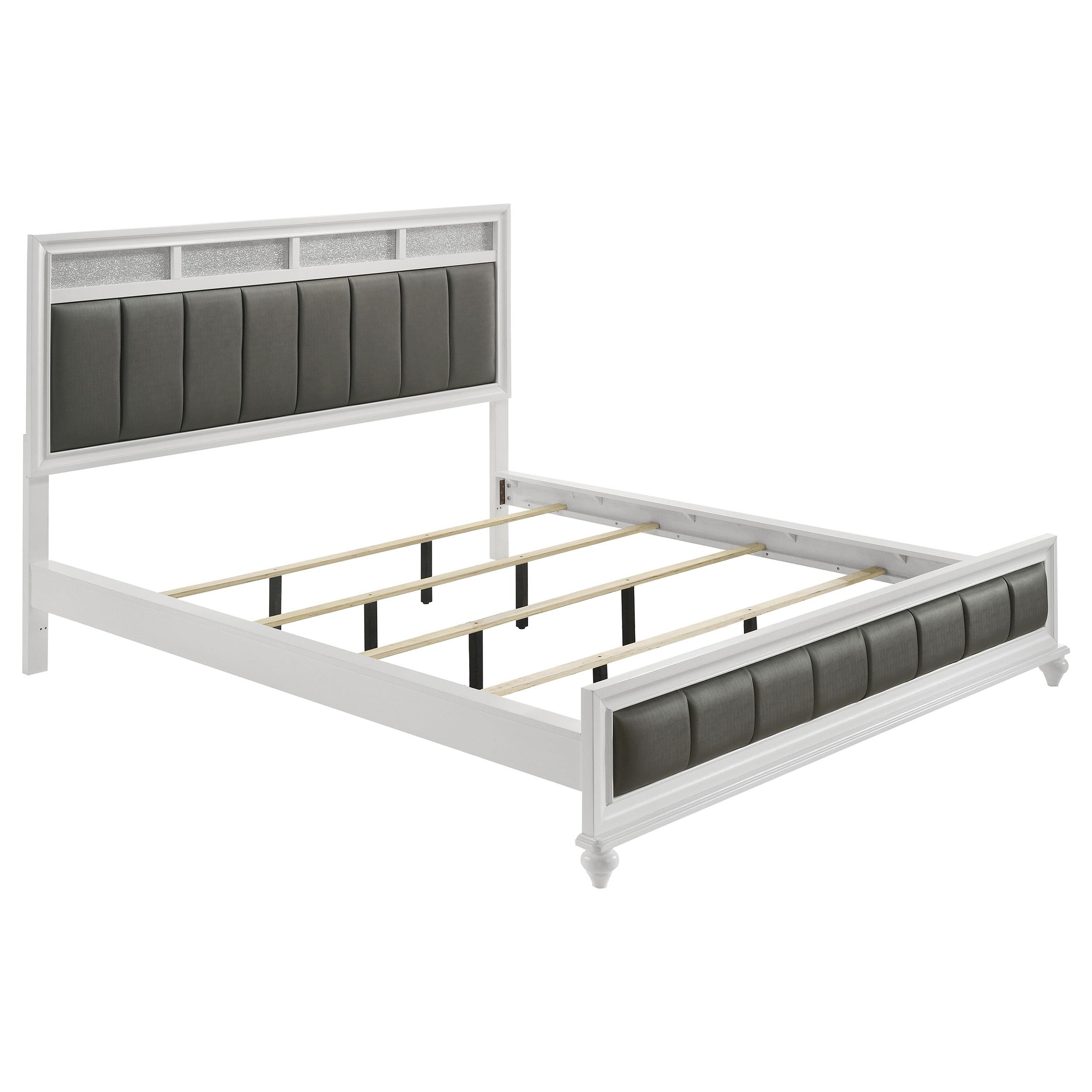  Size_California King --  Barzini 205891KW Wood California King Panel Bed - White IMAGE 1