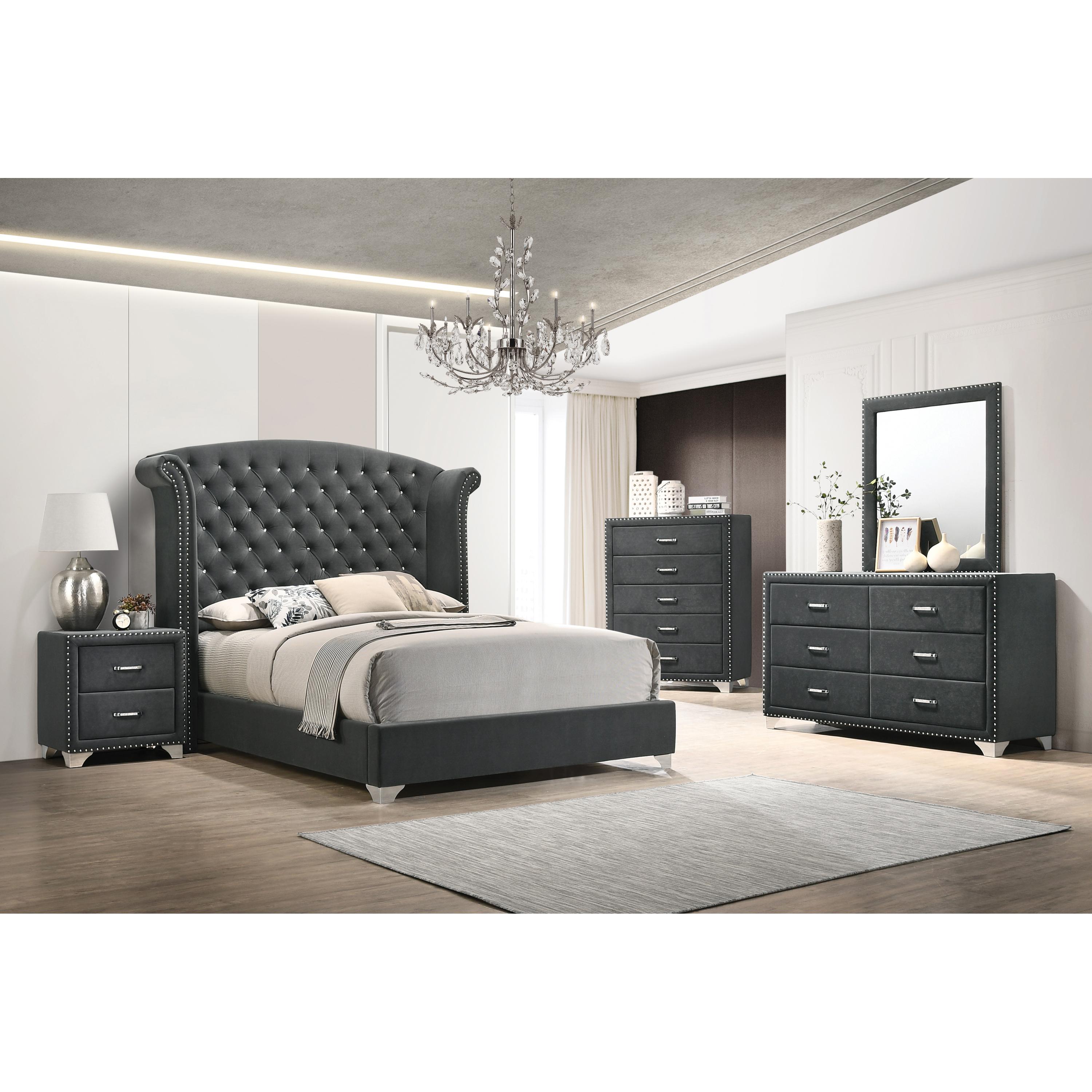  Size_King --  Melody 223381KE Upholstered Eastern King Wingback Bed - Grey IMAGE 2