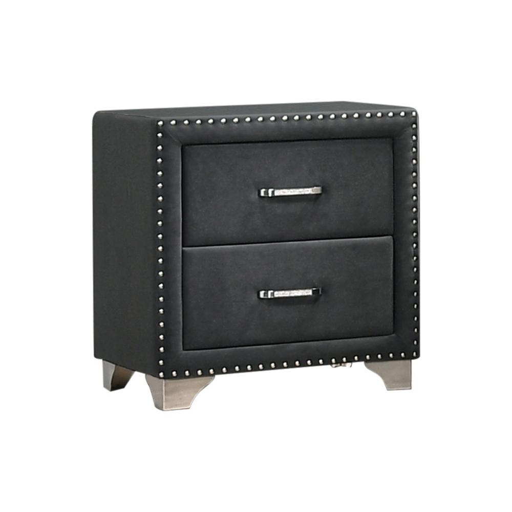  Coaster Furniture Melody 223382 Upholstered 2-Drawer Nightstand - Grey IMAGE 1