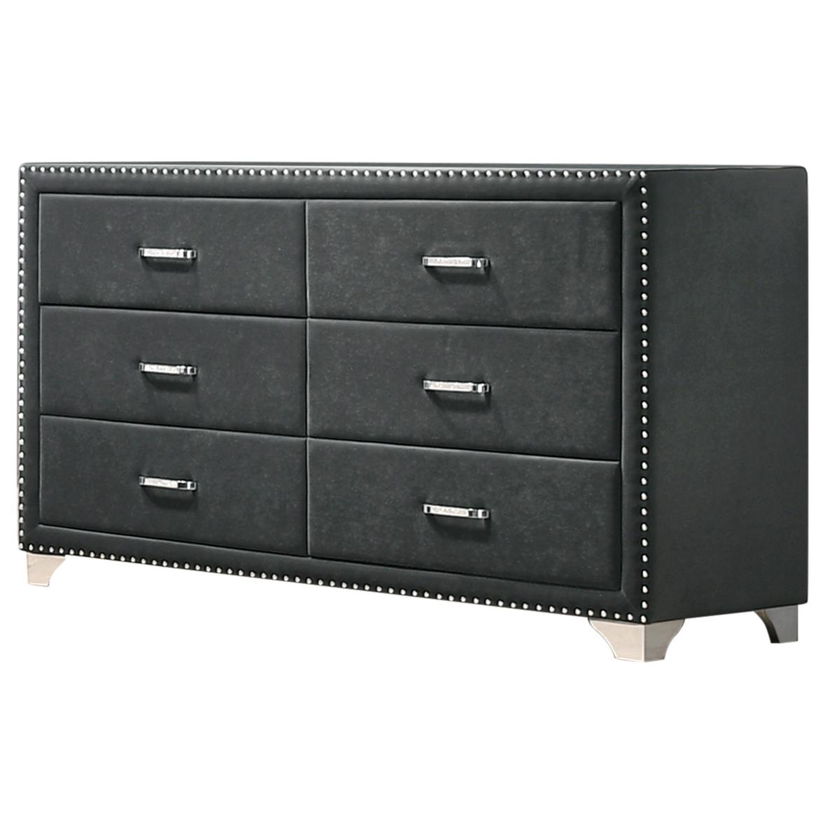  Coaster Furniture Melody 223383 6-Drawer Upholstered Dresser - Grey IMAGE 1