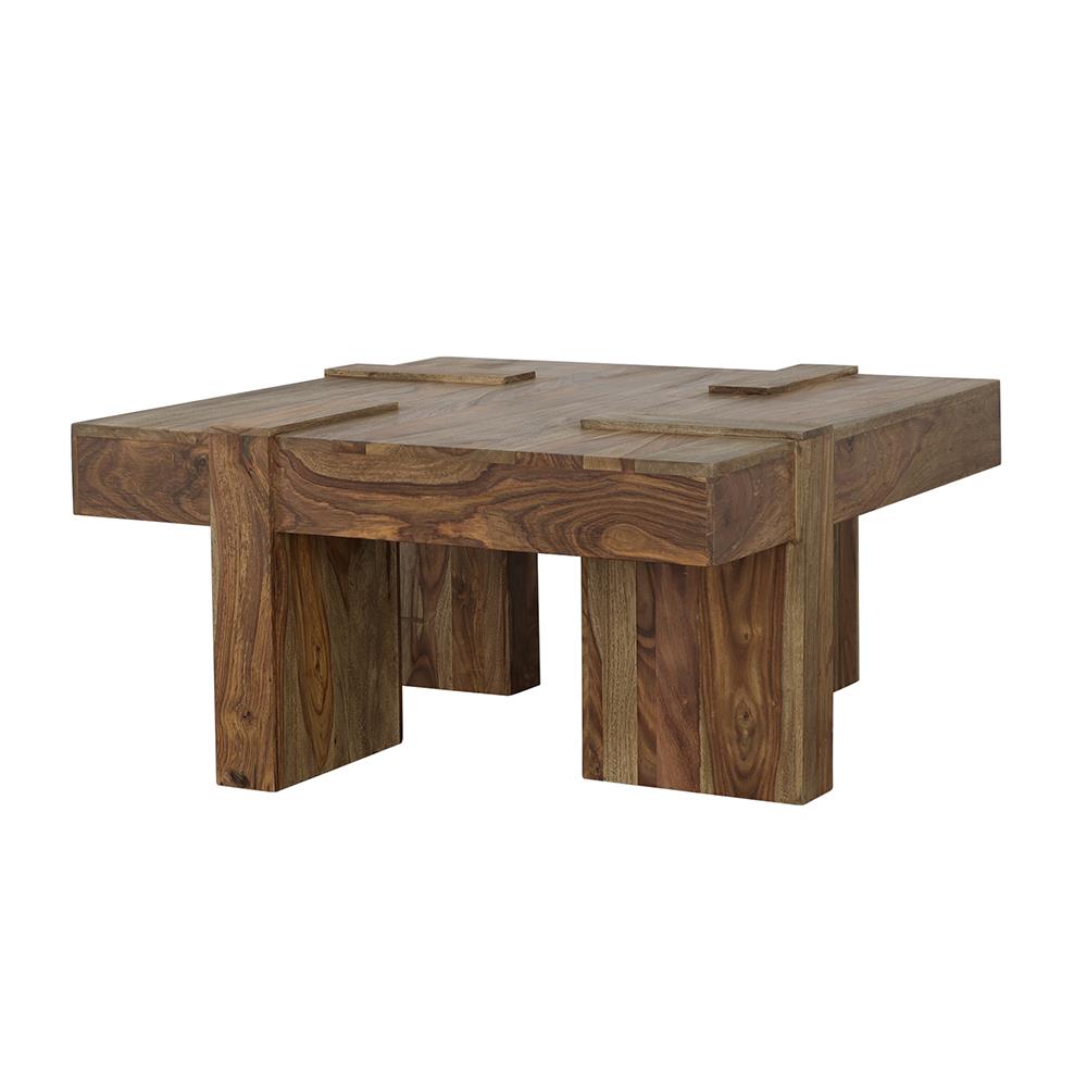  Coaster Furniture Samira 724138 Square Solid Wood Coffee Table - Natural Sheesham IMAGE 3