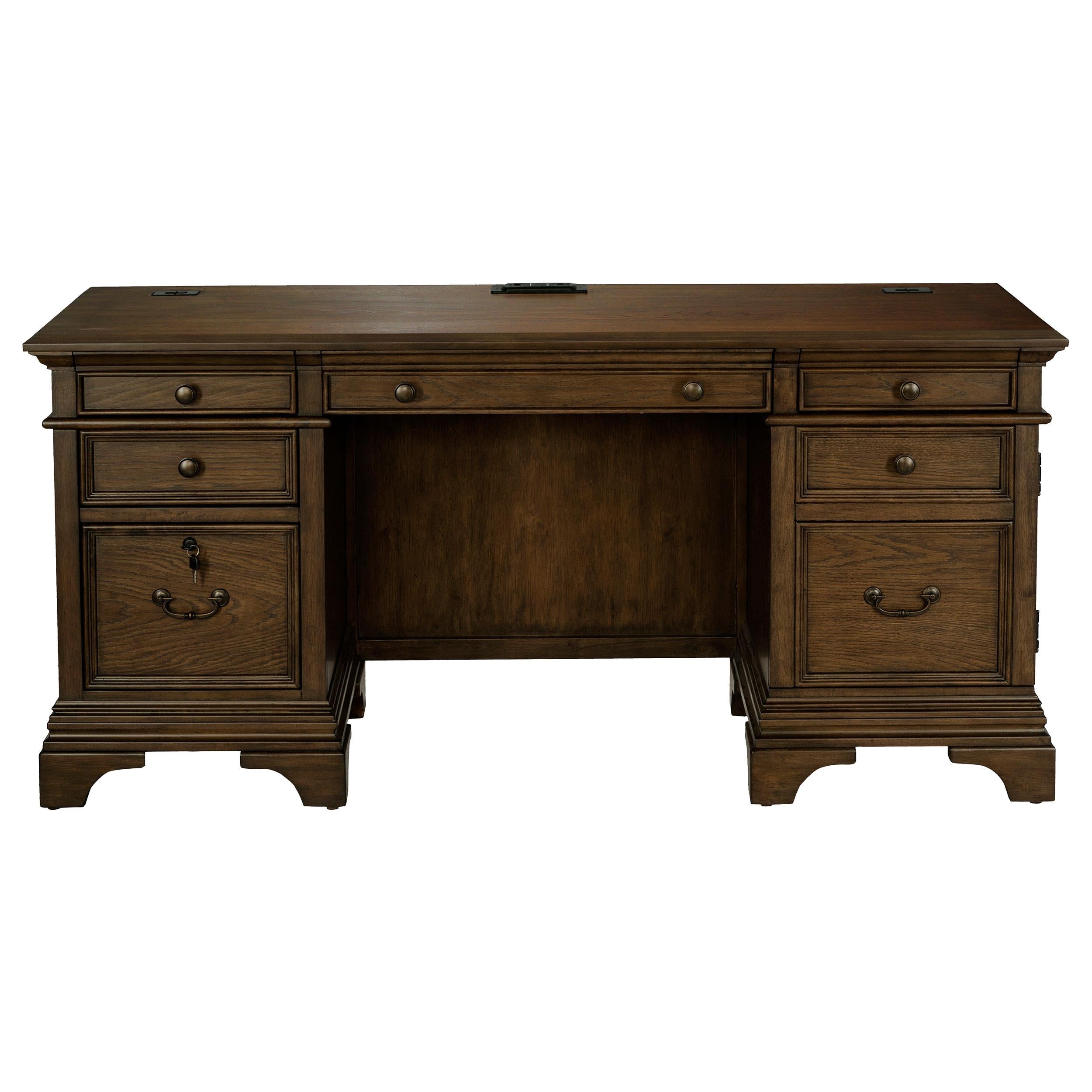  Coaster Furniture Hartshill 881282 66-inch 5-Drawer Credenza Office Desk - Burnish Oak IMAGE 3