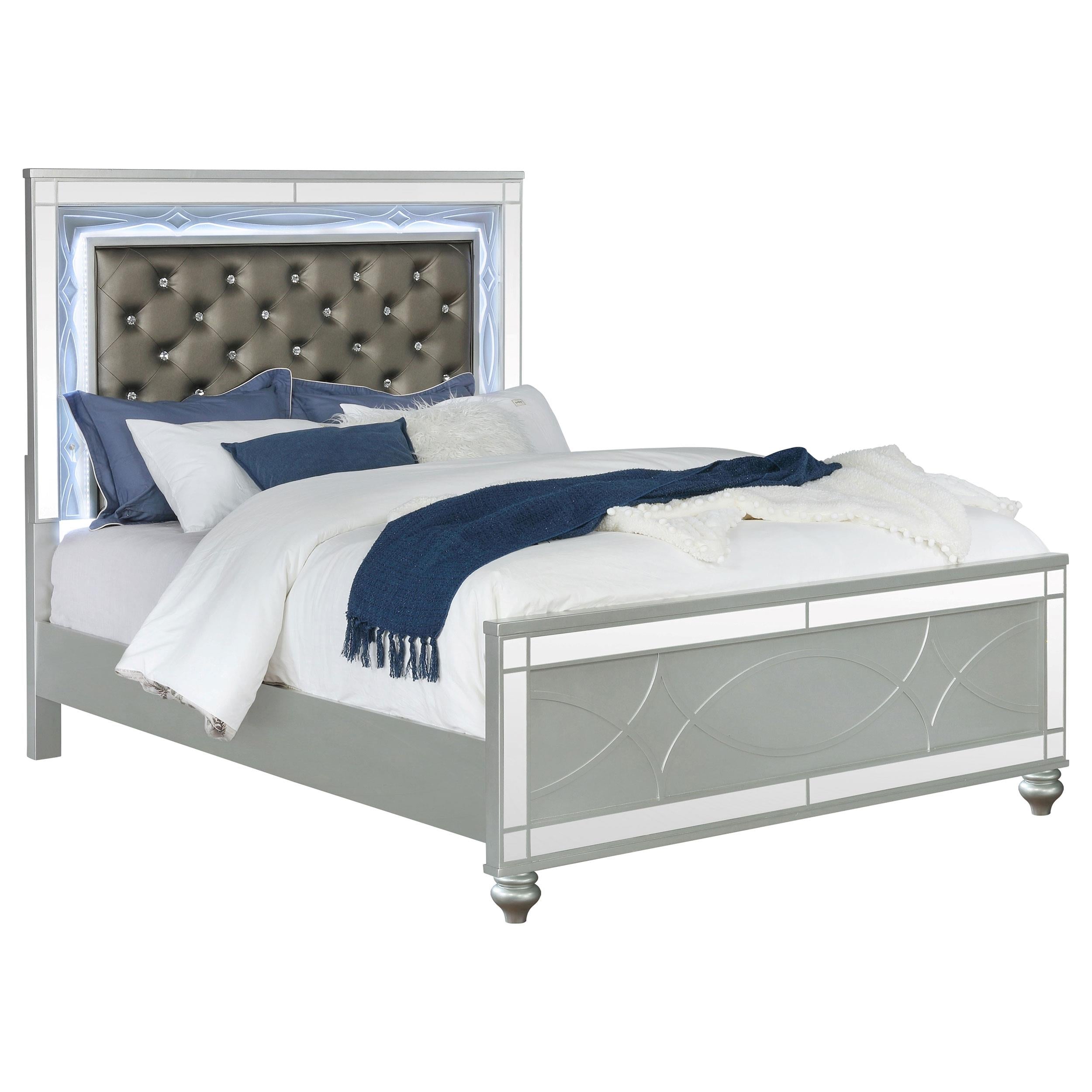  Size_California King --  Gunnison 223211KW Wood California King LED Panel Bed - Silver Metallic IMAGE 2