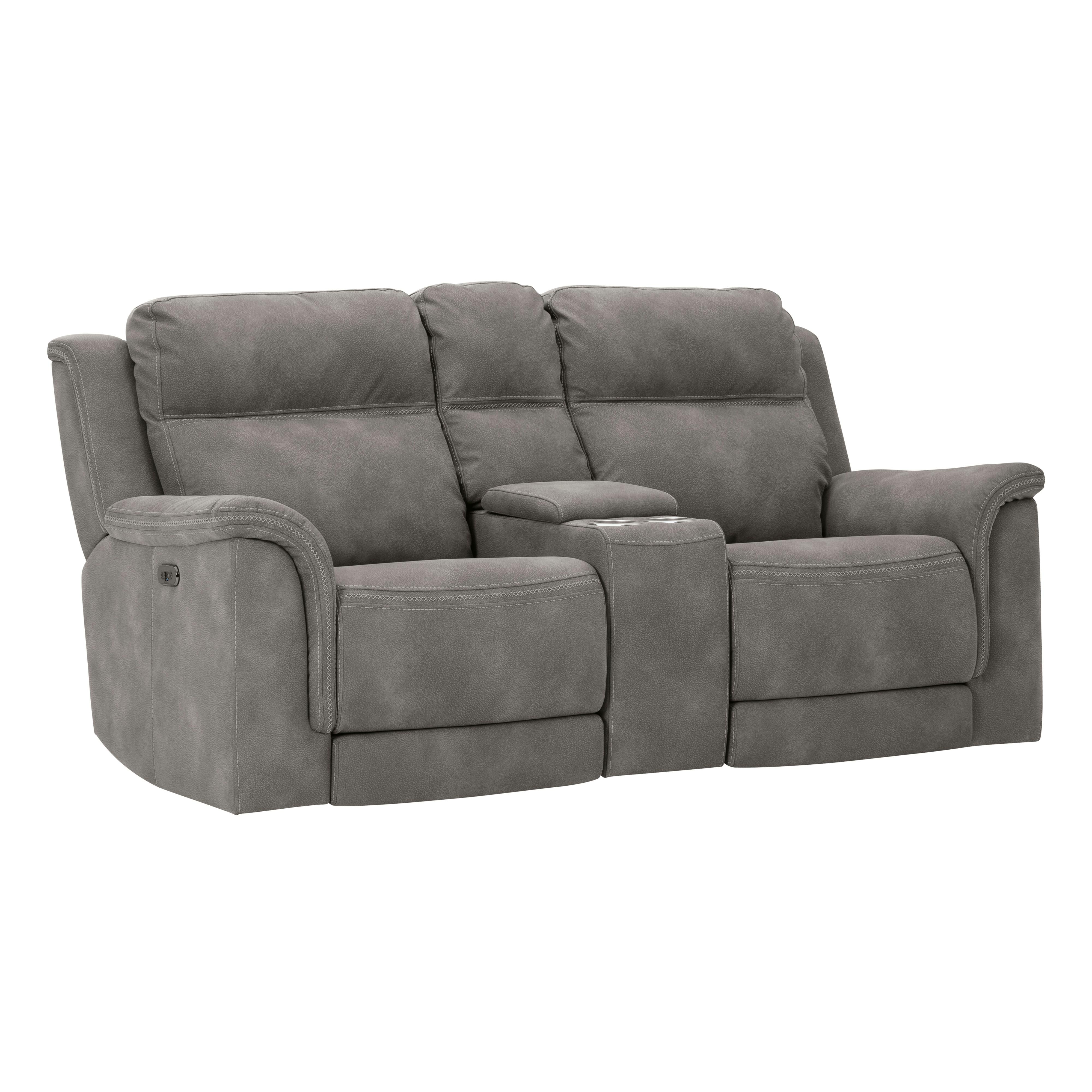  Manufacturer Color_Slate --  Signature Design by Ashley Next Gen DuraPella Power Reclining Leather Look Loveseat with Console IMAGE 1