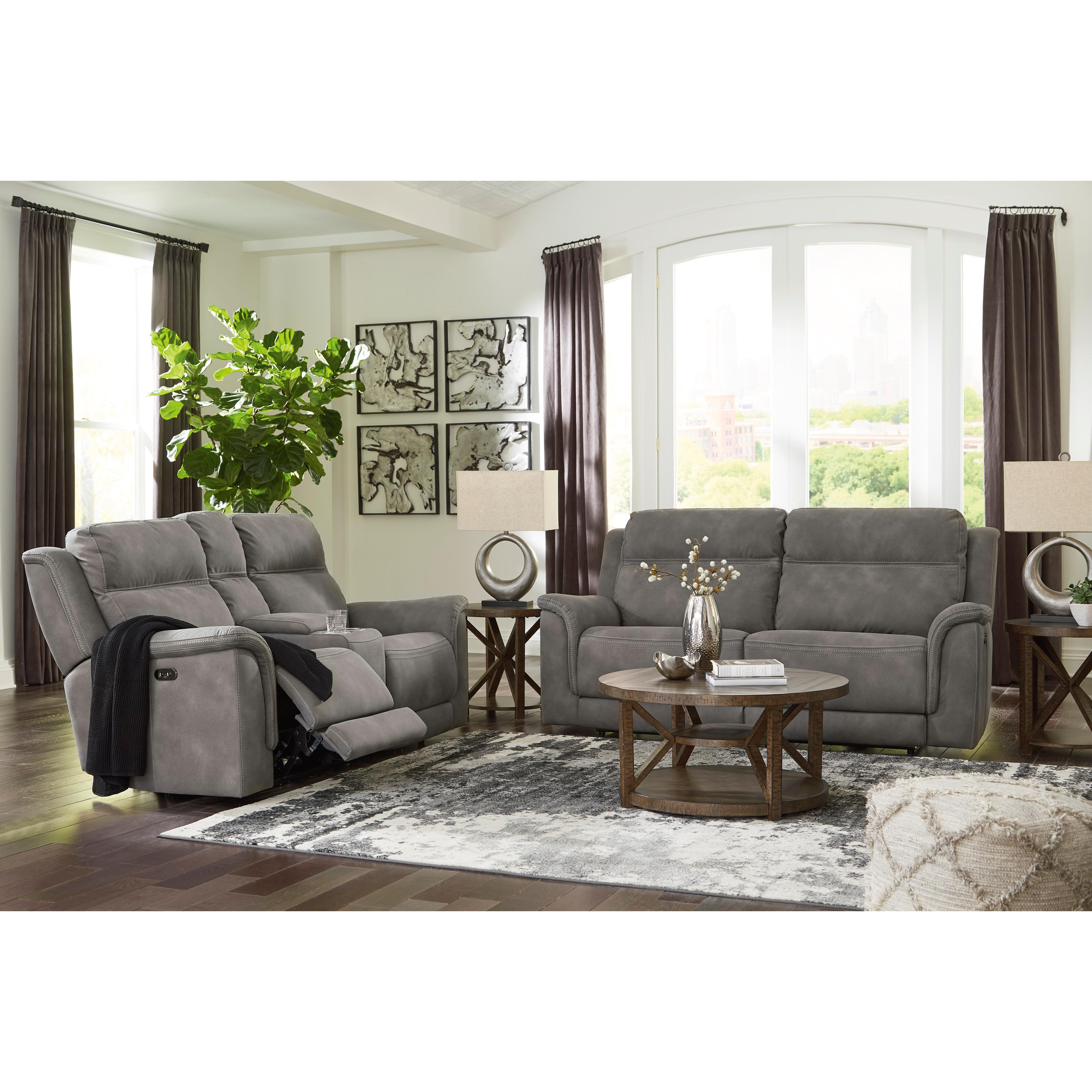  Manufacturer Color_Slate --  Signature Design by Ashley Next Gen DuraPella Power Reclining Leather Look Loveseat with Console IMAGE 12