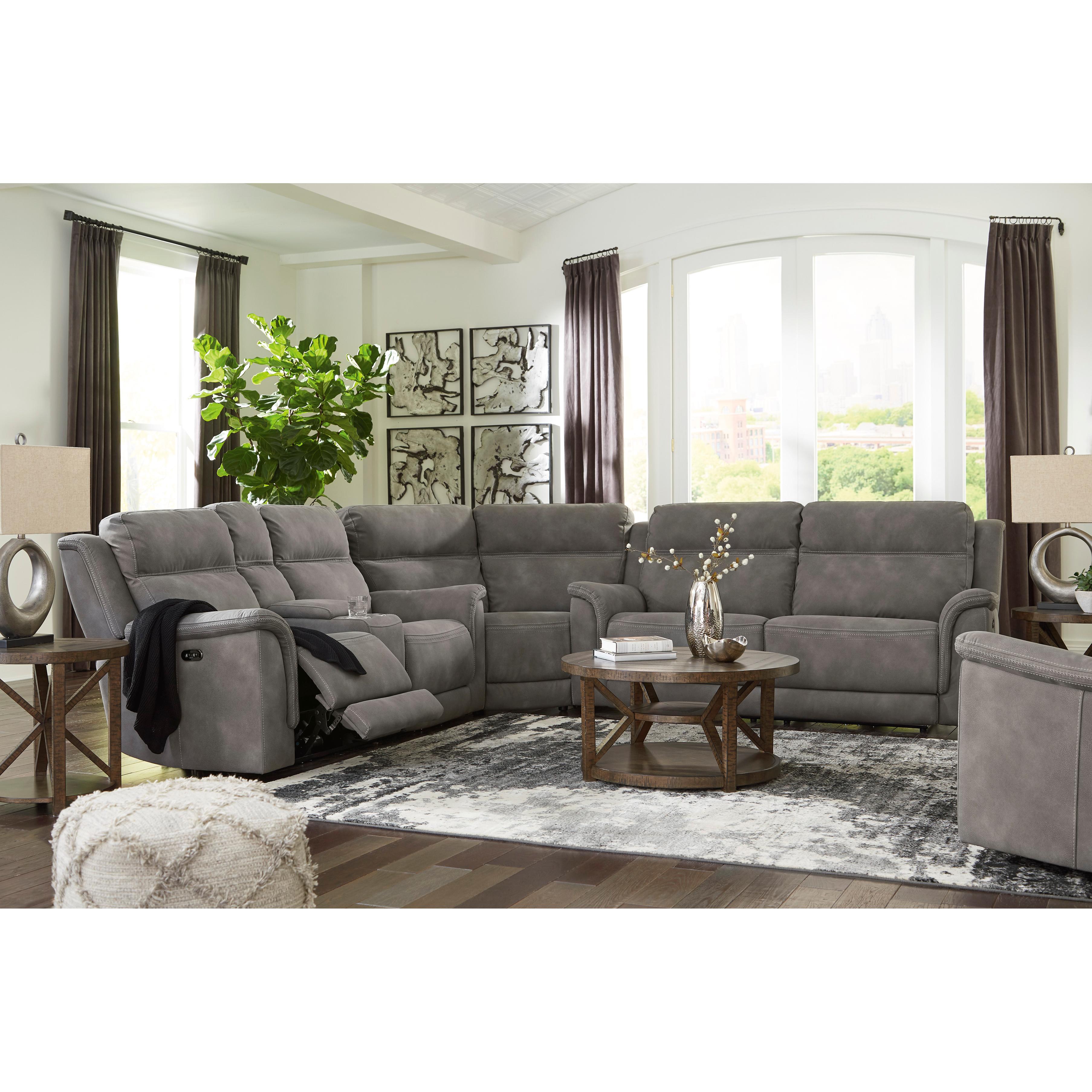  Manufacturer Color_Slate --  Signature Design by Ashley Next Gen DuraPella Power Reclining Leather Look Loveseat with Console IMAGE 14