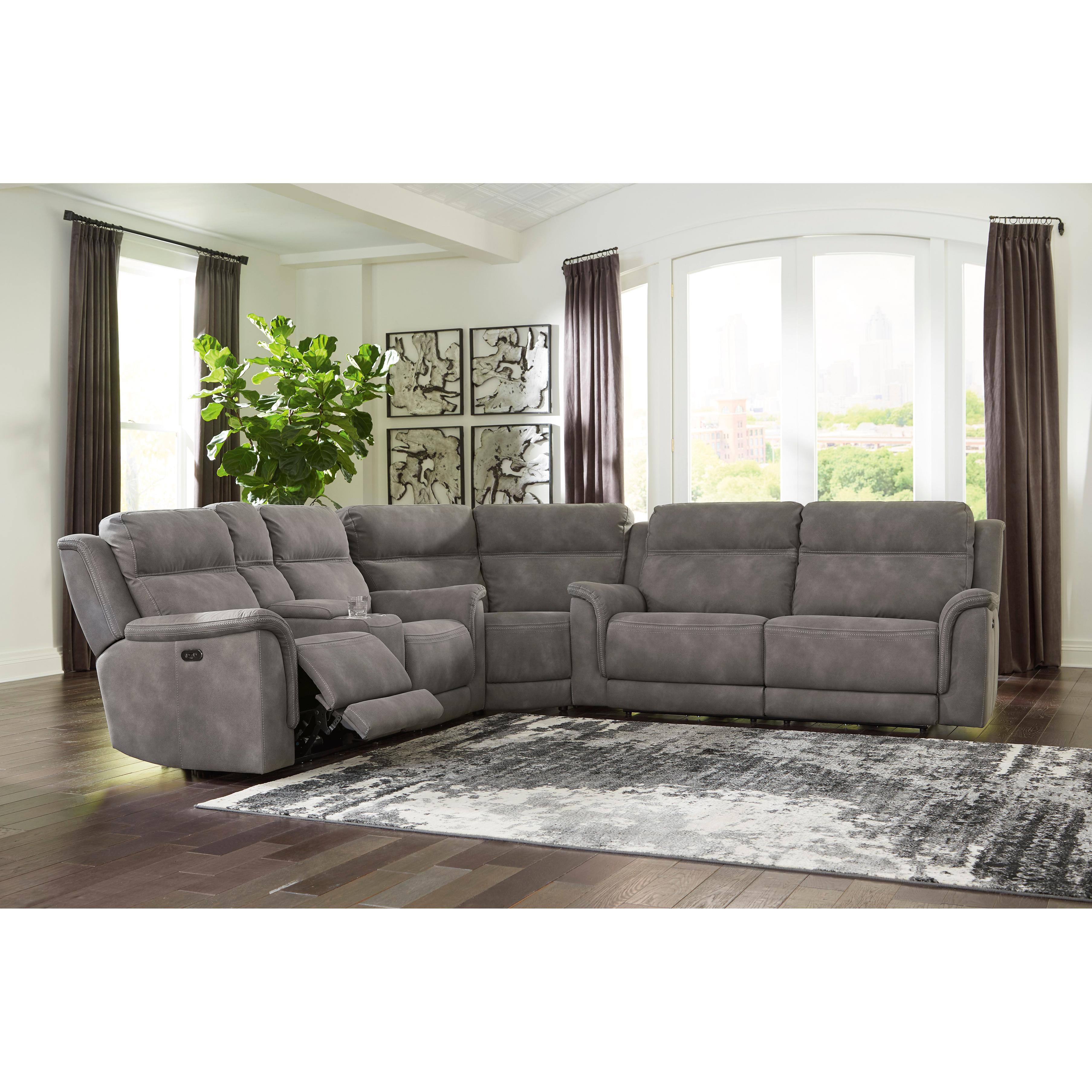  Manufacturer Color_Slate --  Signature Design by Ashley Next Gen DuraPella Power Reclining Leather Look Loveseat with Console IMAGE 15