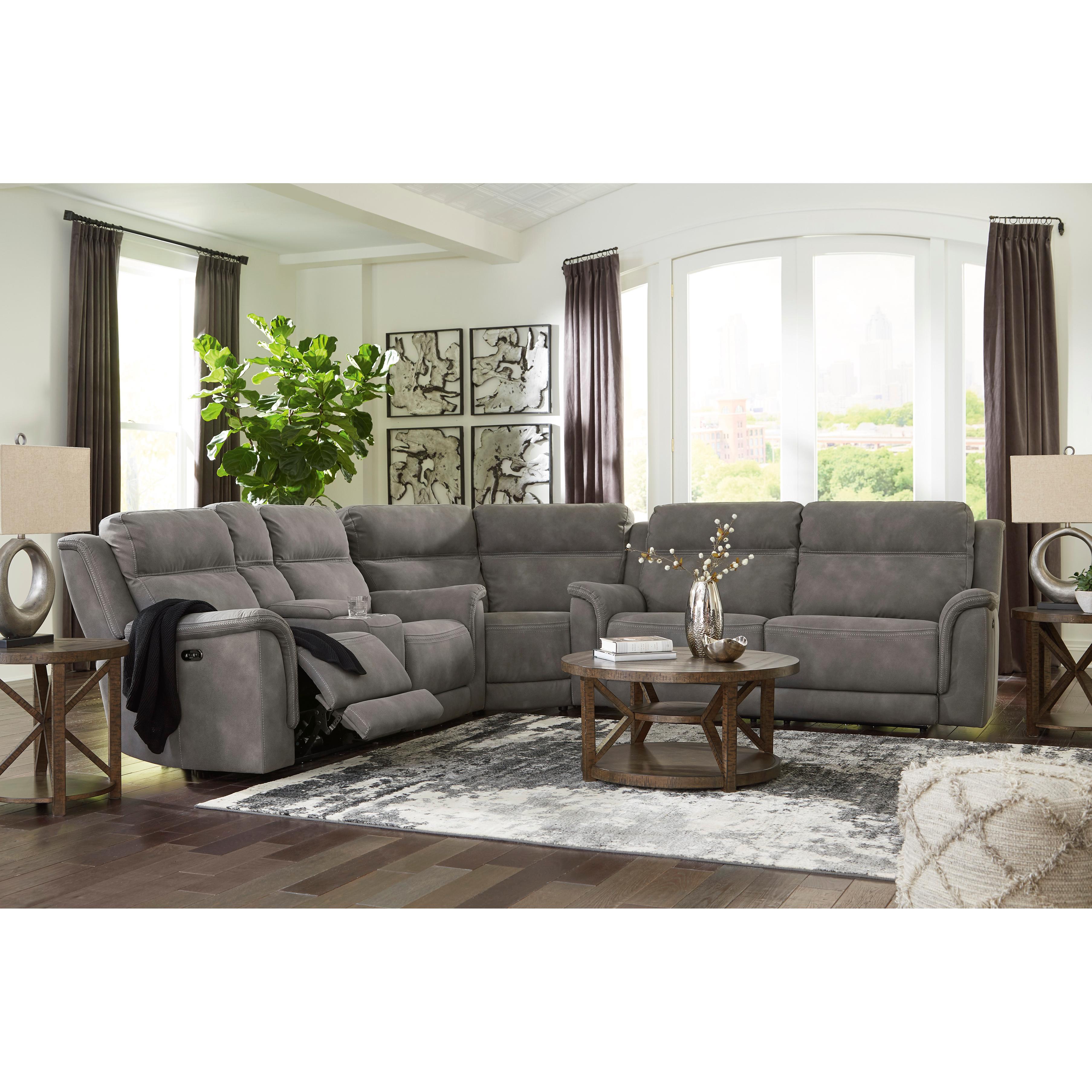  Manufacturer Color_Slate --  Signature Design by Ashley Next Gen DuraPella Power Reclining Leather Look Loveseat with Console IMAGE 17