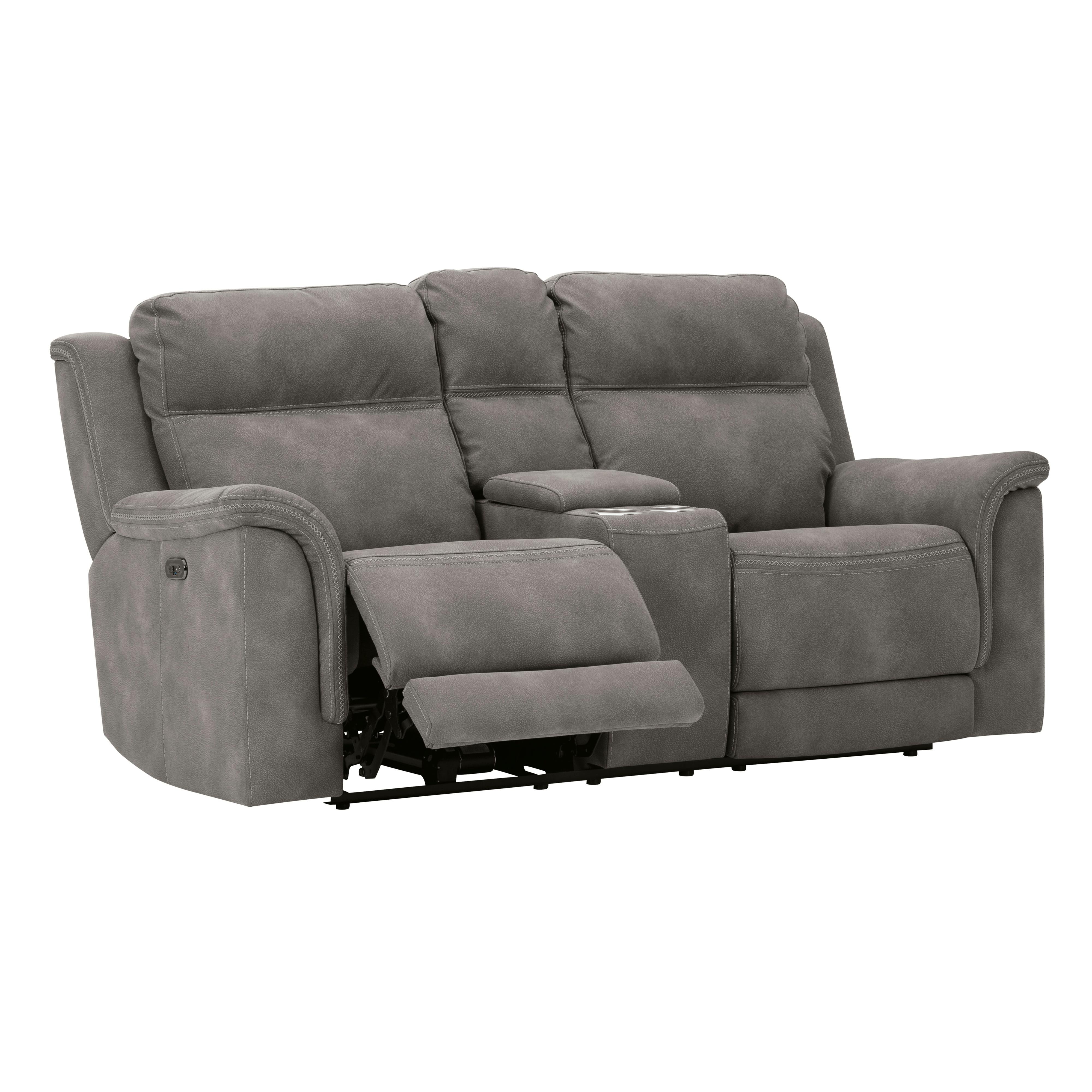  Manufacturer Color_Slate --  Signature Design by Ashley Next Gen DuraPella Power Reclining Leather Look Loveseat with Console IMAGE 2