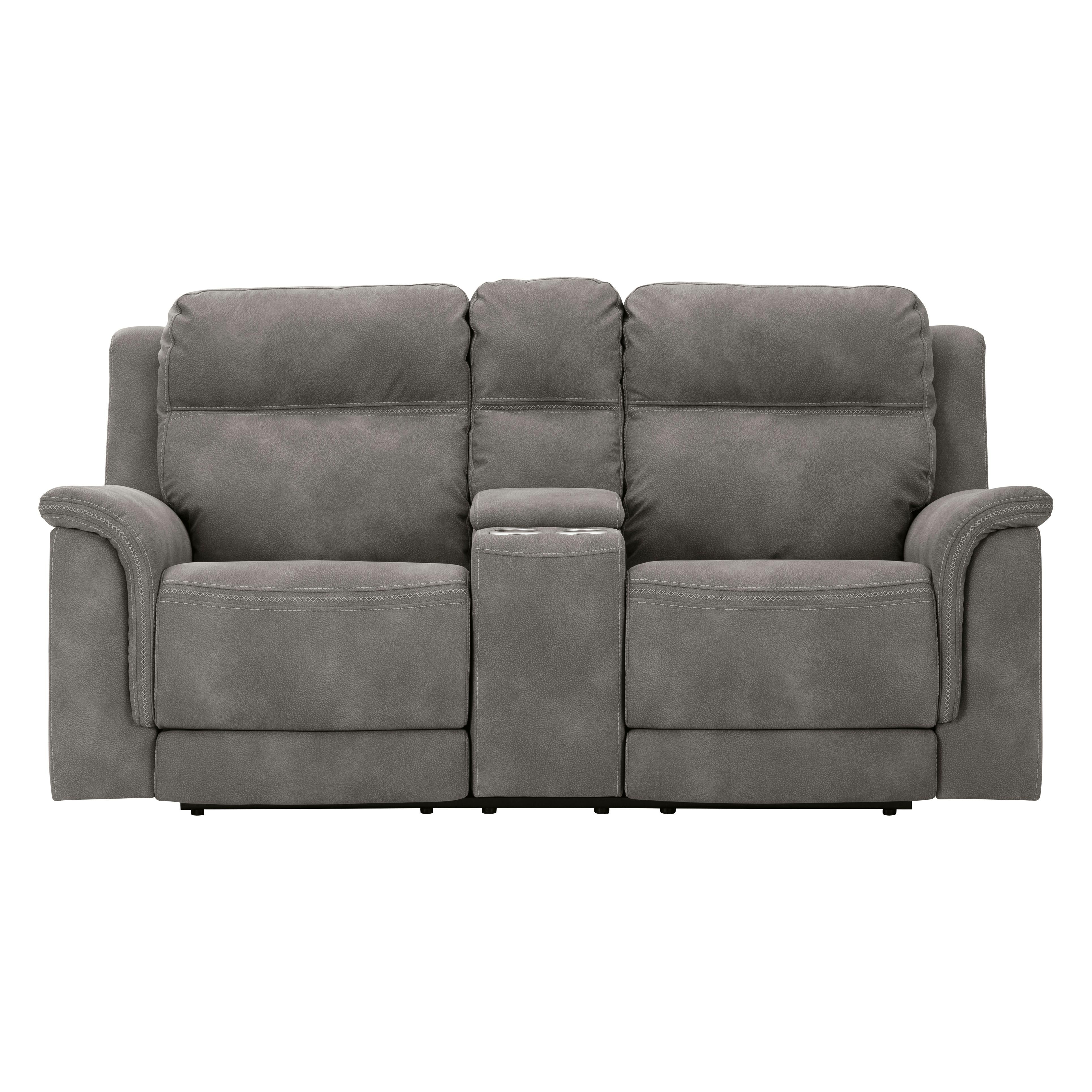  Manufacturer Color_Slate --  Signature Design by Ashley Next Gen DuraPella Power Reclining Leather Look Loveseat with Console IMAGE 3