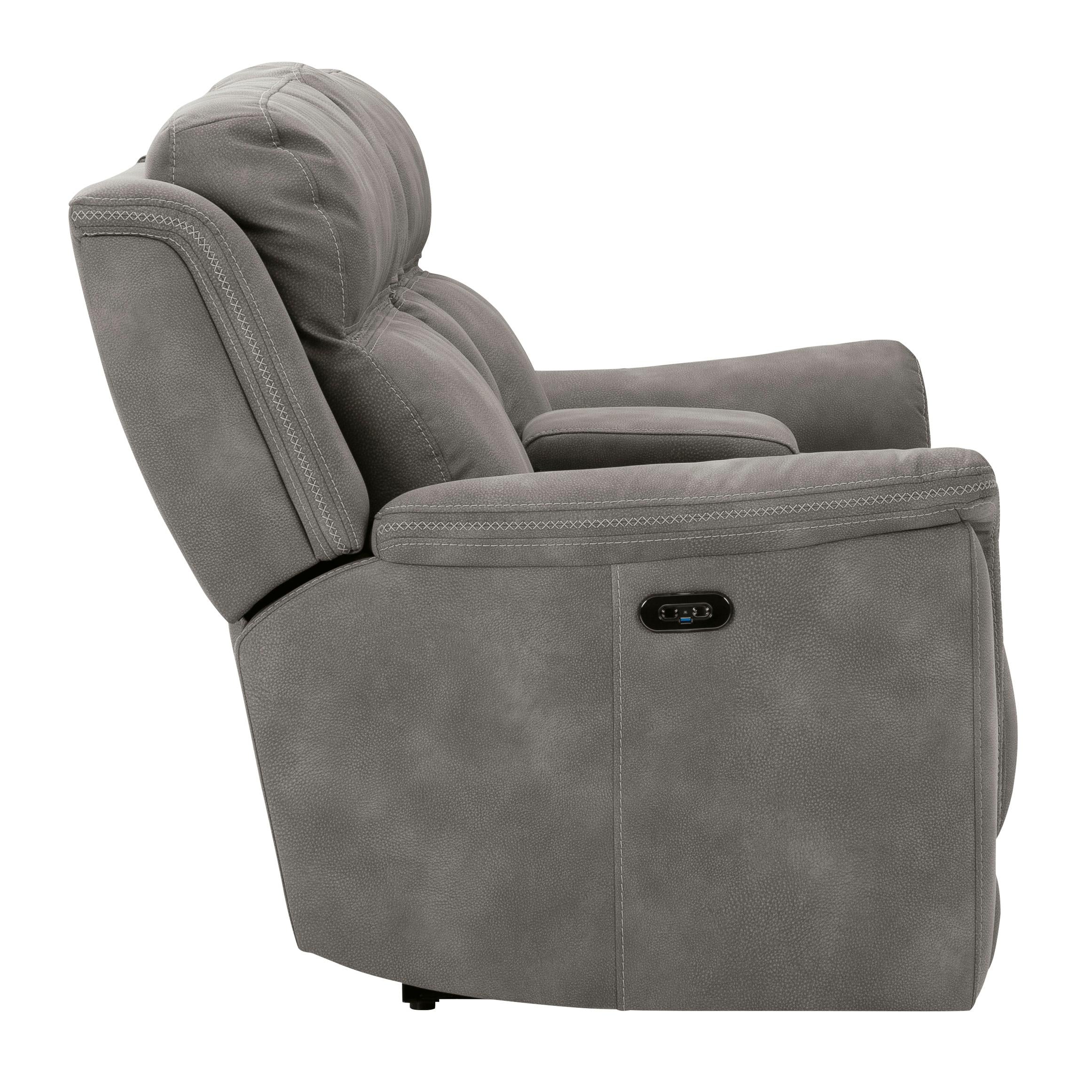  Manufacturer Color_Slate --  Signature Design by Ashley Next Gen DuraPella Power Reclining Leather Look Loveseat with Console IMAGE 4