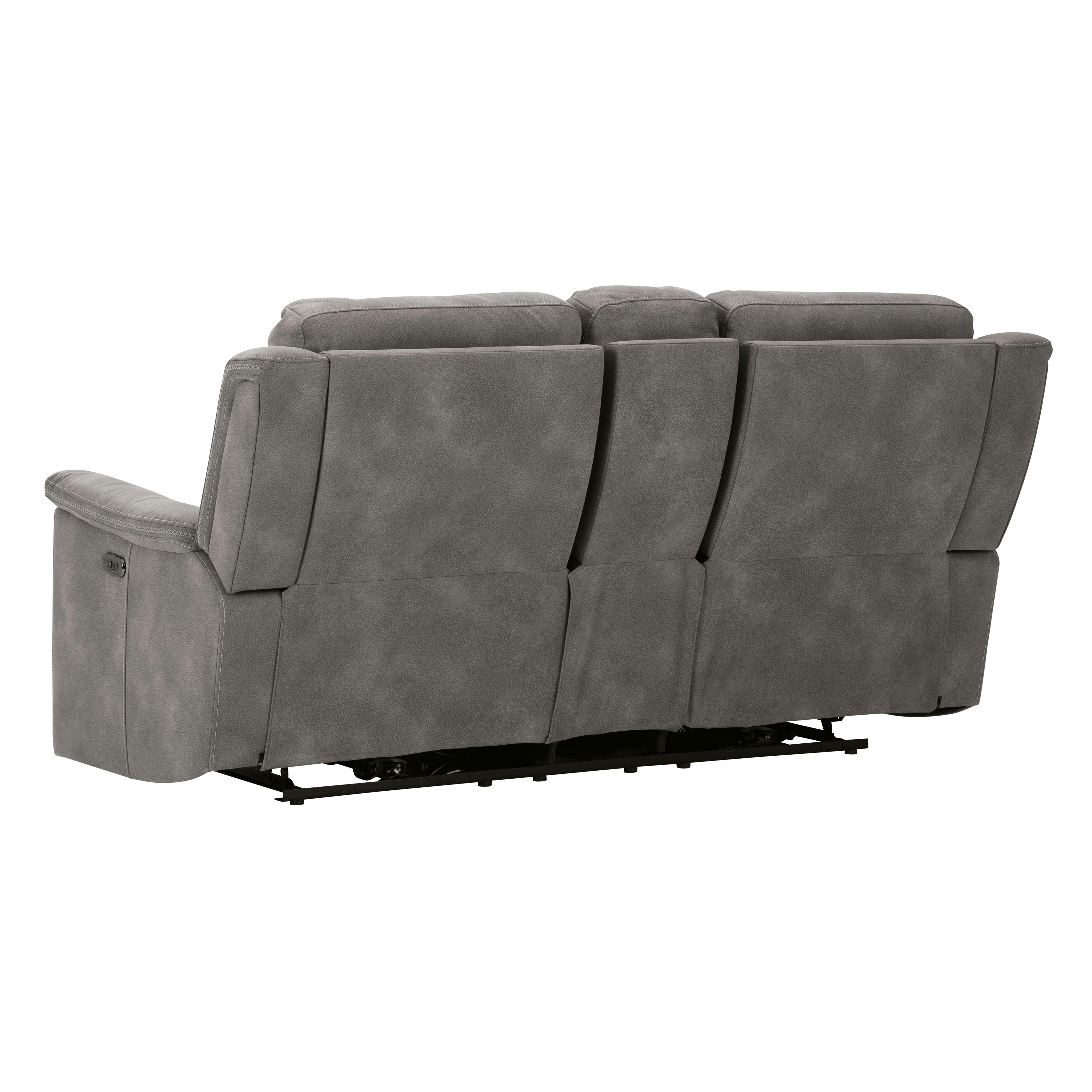  Manufacturer Color_Slate --  Signature Design by Ashley Next Gen DuraPella Power Reclining Leather Look Loveseat with Console IMAGE 5
