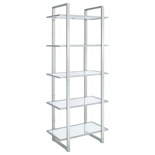 Coaster Furniture Hartford 805538 79-inch 5-shelf Glass Bookshelf - Chrome