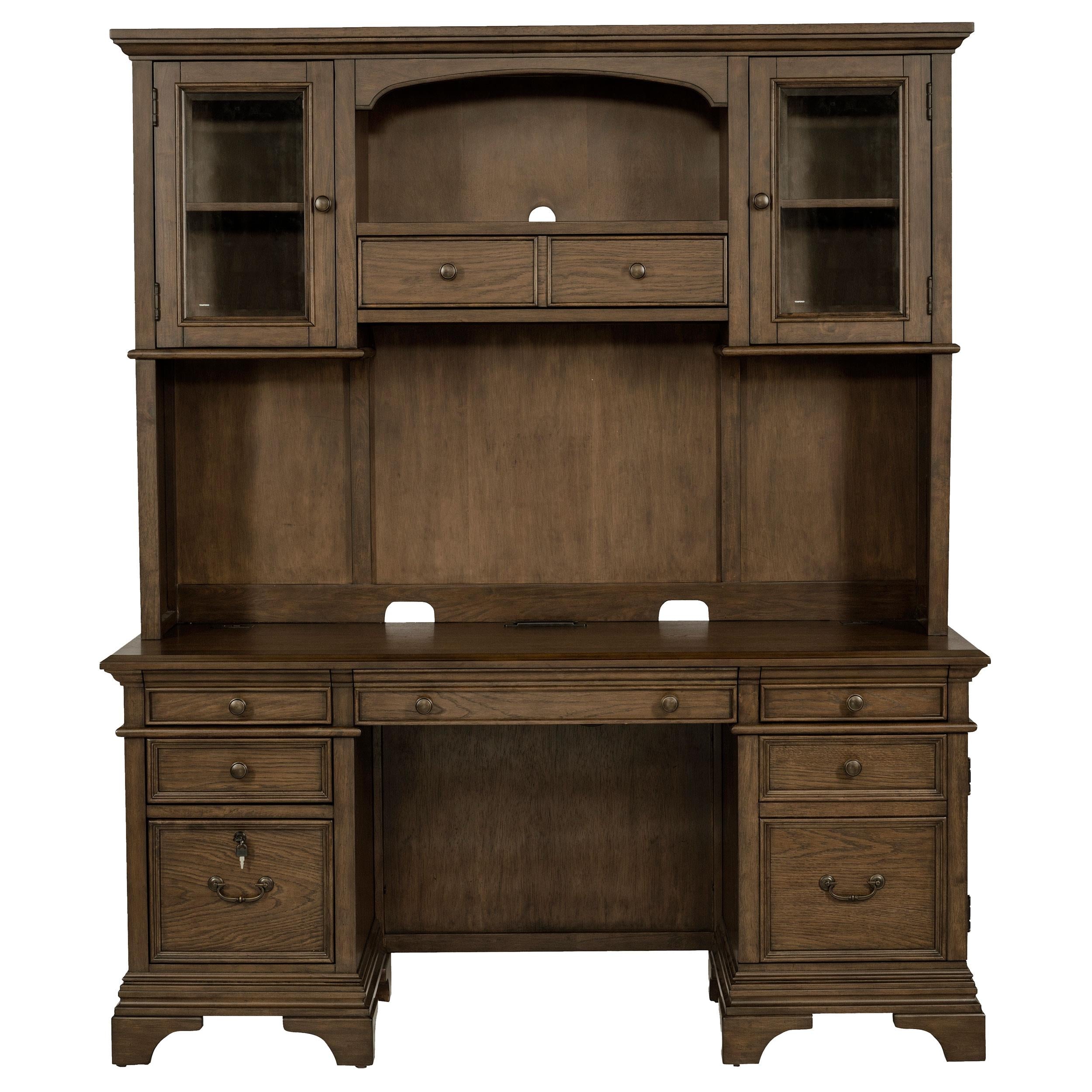  Coaster Furniture Hartshill 881283 66-inch 5-Drawer Credenza with Hutch - Burnished Oak IMAGE 3