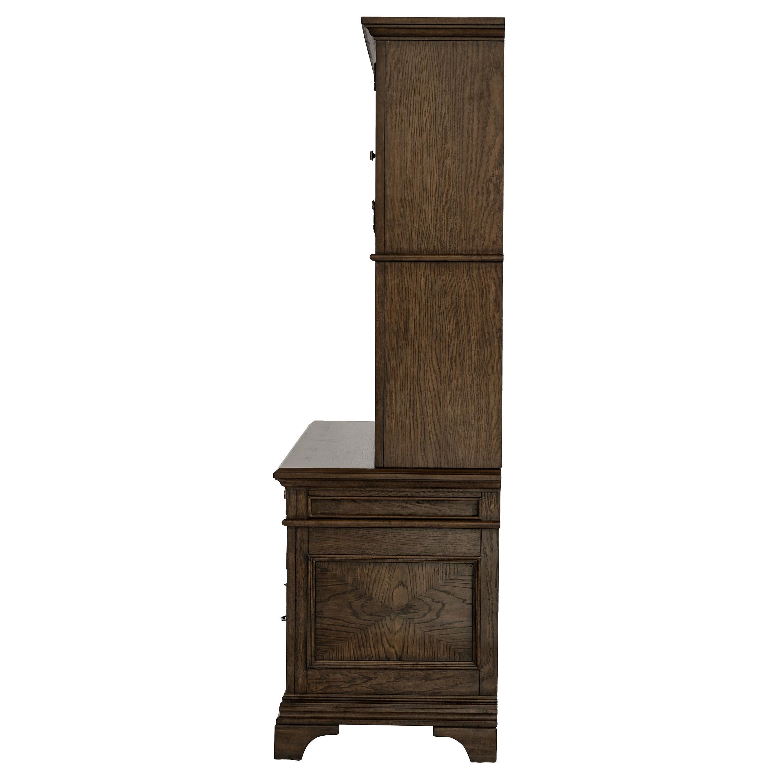  Coaster Furniture Hartshill 881283 66-inch 5-Drawer Credenza with Hutch - Burnished Oak IMAGE 4