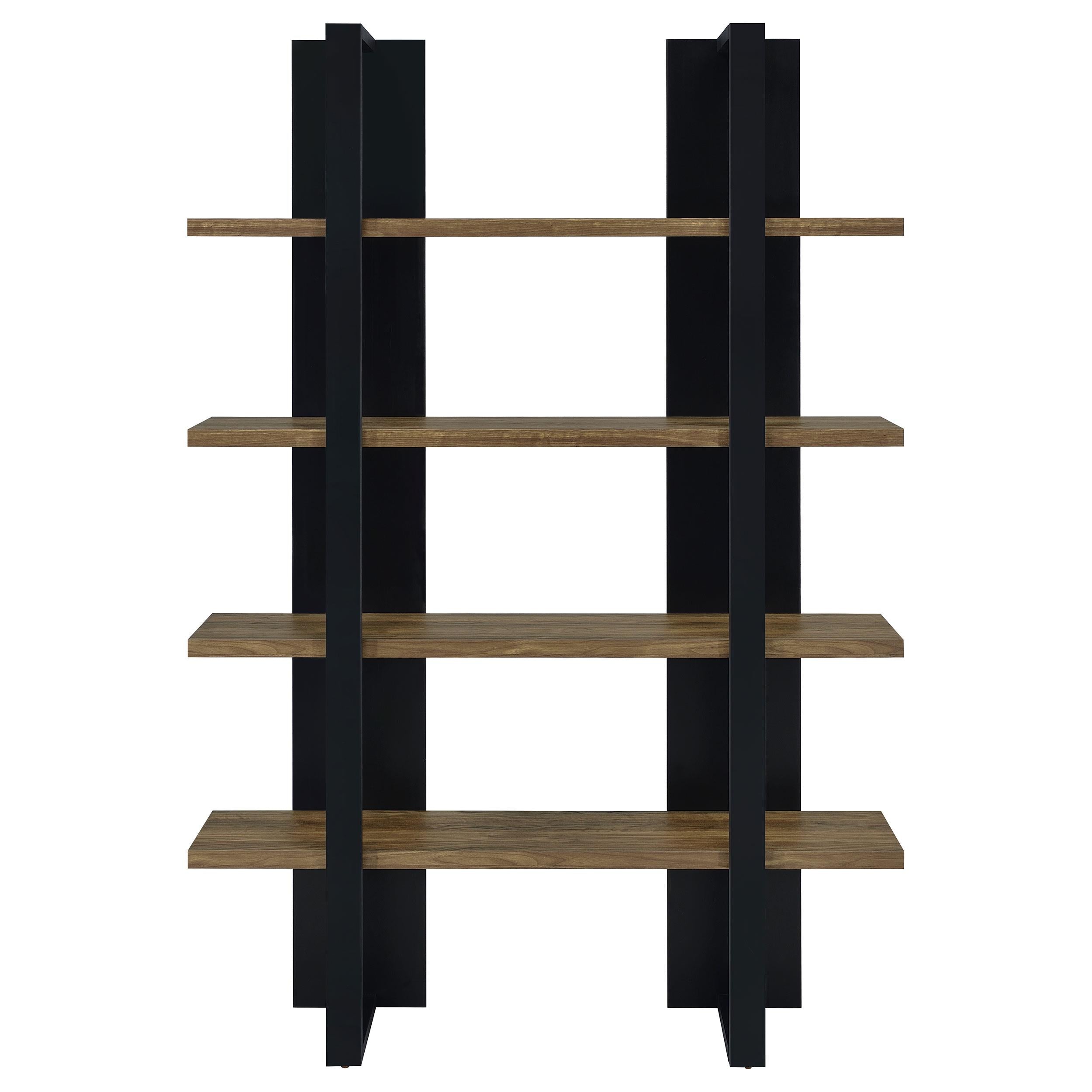  Coaster Furniture Danbrook 882036 71-inch 4-shelf Bookshelf - Black and Aged Walnut IMAGE 2