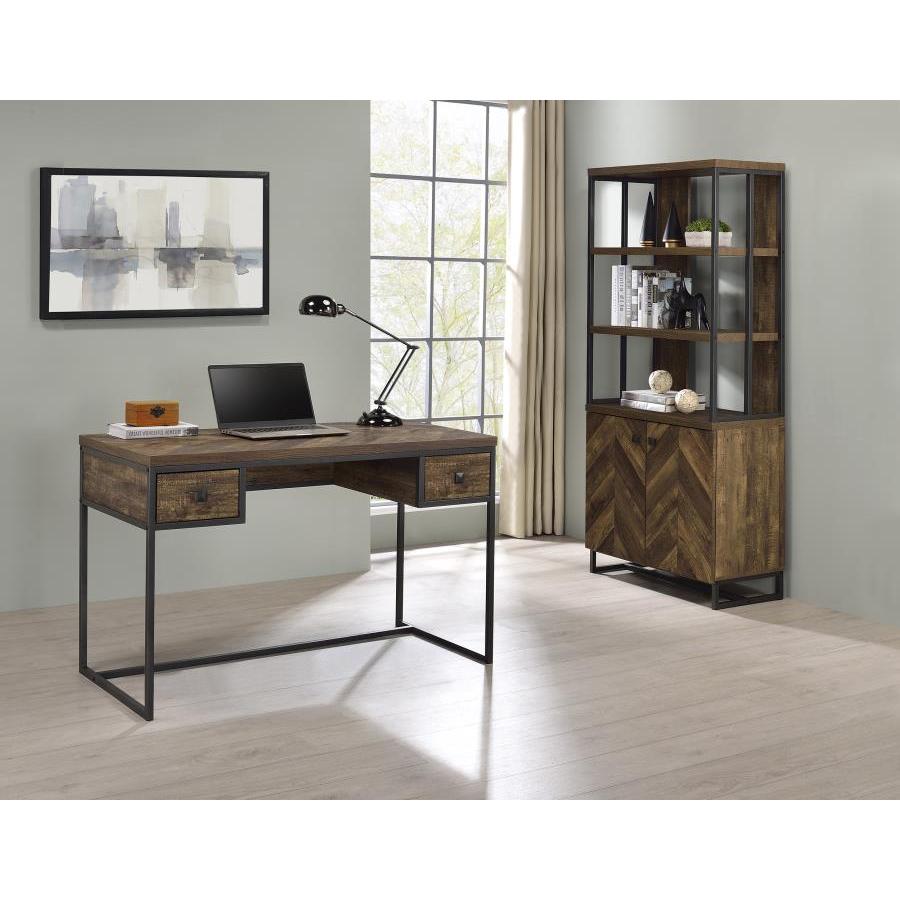  Coaster Furniture Millbrook 882093 71-inch 2-door Storage Bookshelf - Rustic Oak IMAGE 4