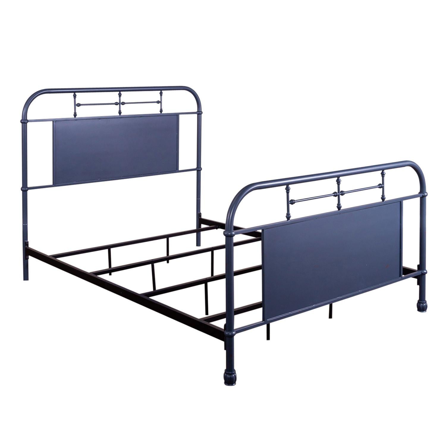  Size_Queen --  Vintage 179-BR13HFR-N Queen Metal Bed - Navy IMAGE 2