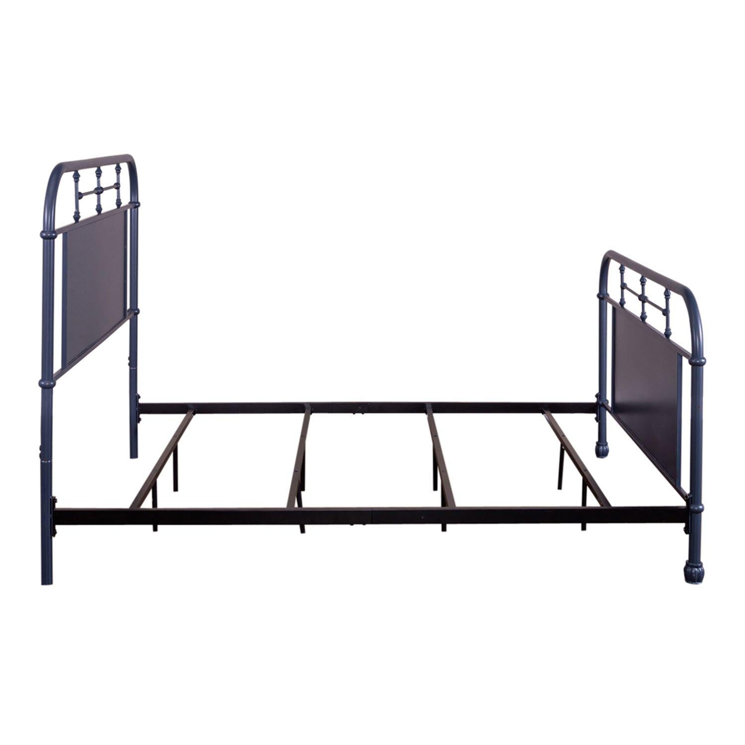  Size_Queen --  Vintage 179-BR13HFR-N Queen Metal Bed - Navy IMAGE 4