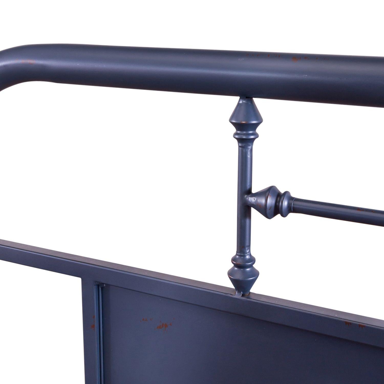 Size_Queen --  Vintage 179-BR13HFR-N Queen Metal Bed - Navy IMAGE 5
