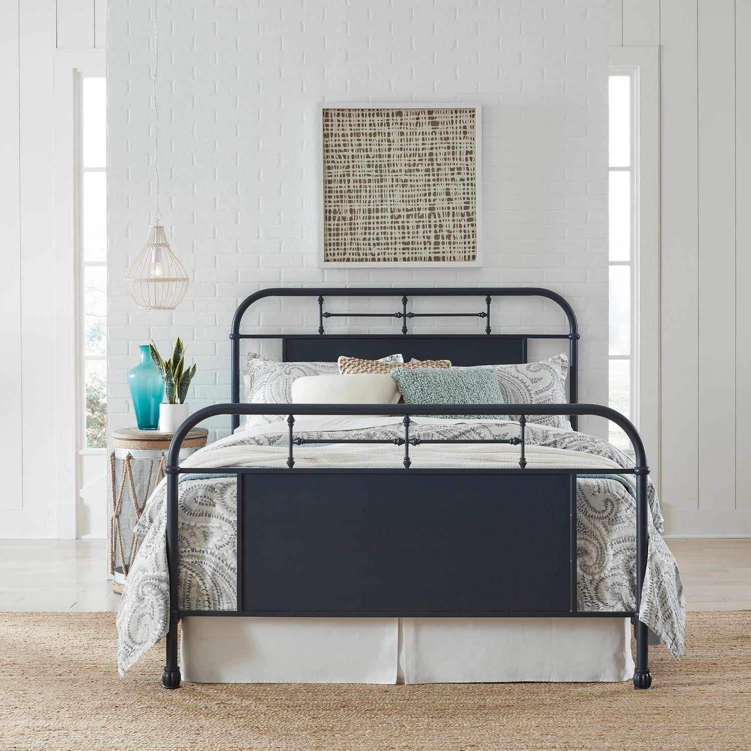  Size_Queen --  Vintage 179-BR13HFR-N Queen Metal Bed - Navy IMAGE 7