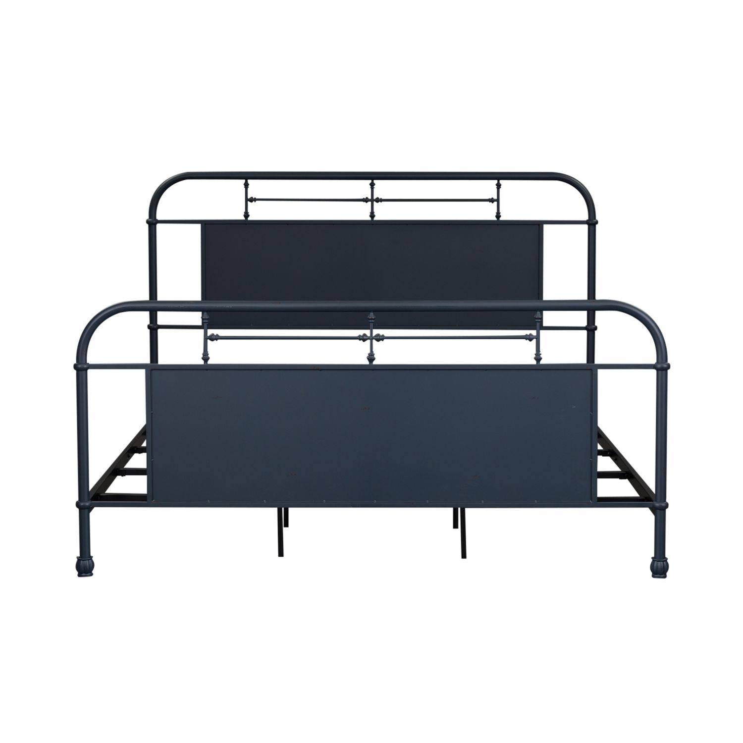  Size_King --  Vintage 179-BR15HFR-N King Metal Bed - Navy IMAGE 1