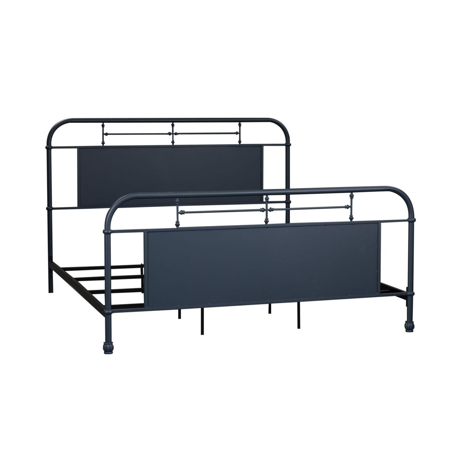  Size_King --  Vintage 179-BR15HFR-N King Metal Bed - Navy IMAGE 2