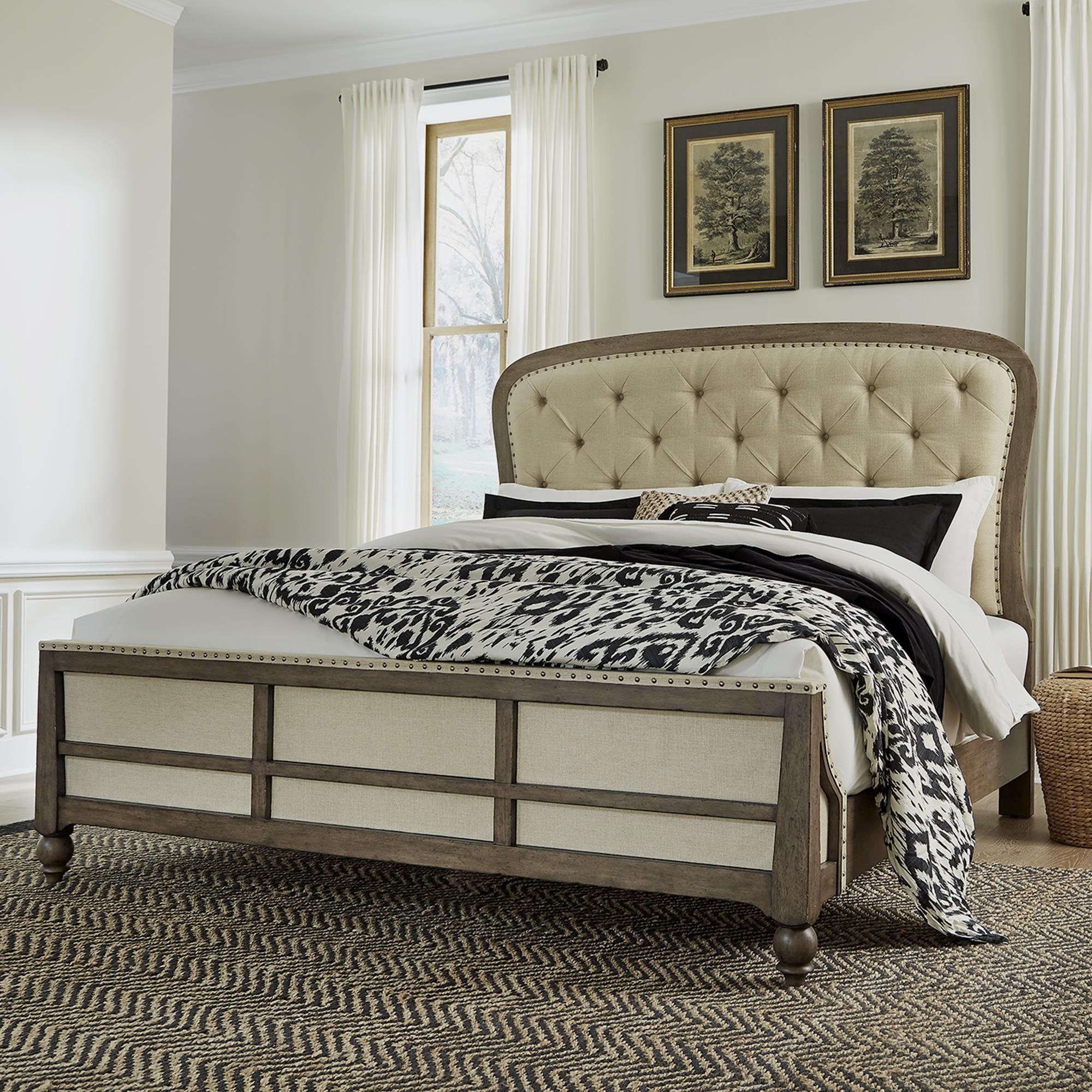  Size_Queen --  Liberty Furniture Industries Inc. Americana Farmhouse Upholstered Panel Bed IMAGE 1