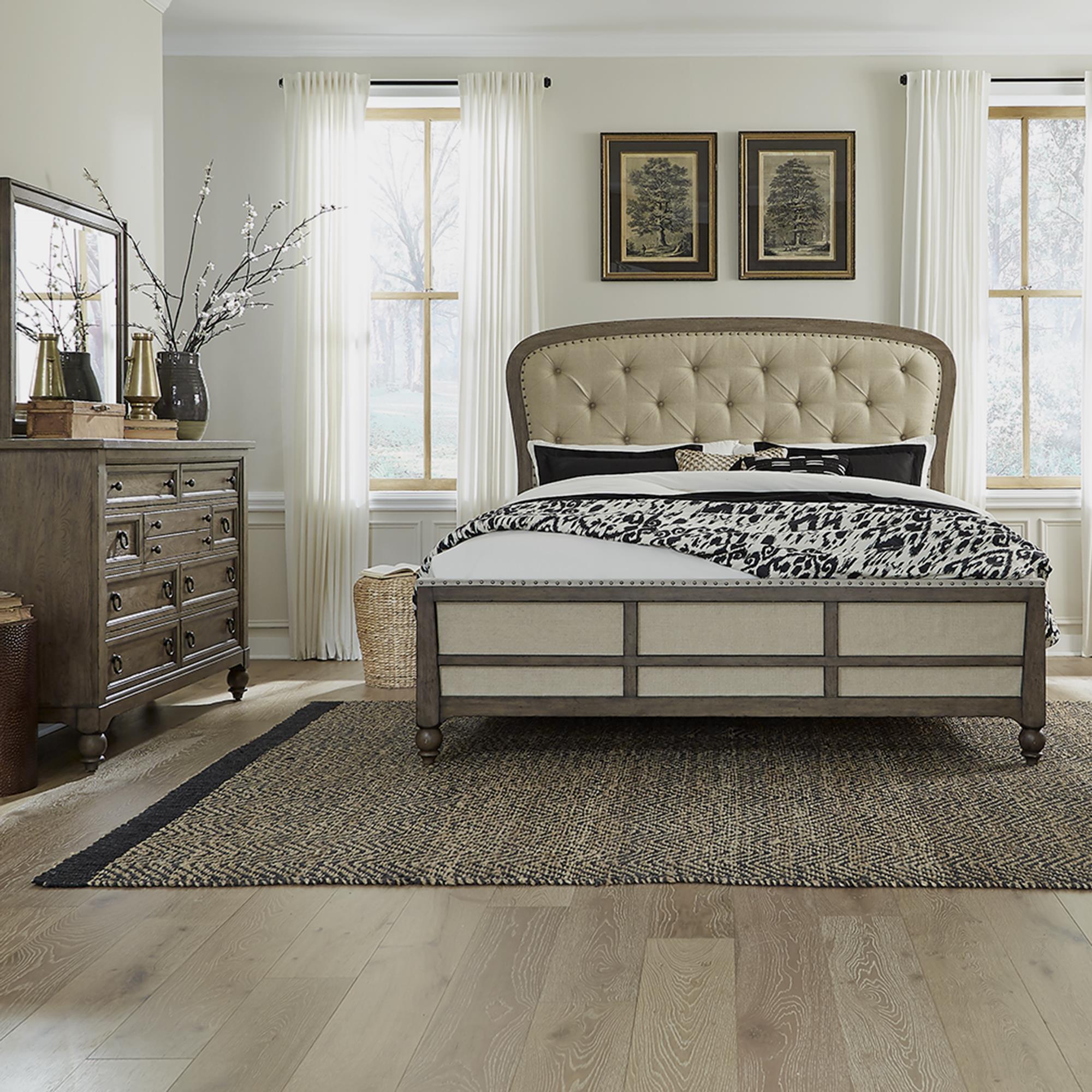  Size_Queen --  Liberty Furniture Industries Inc. Americana Farmhouse Upholstered Panel Bed IMAGE 2