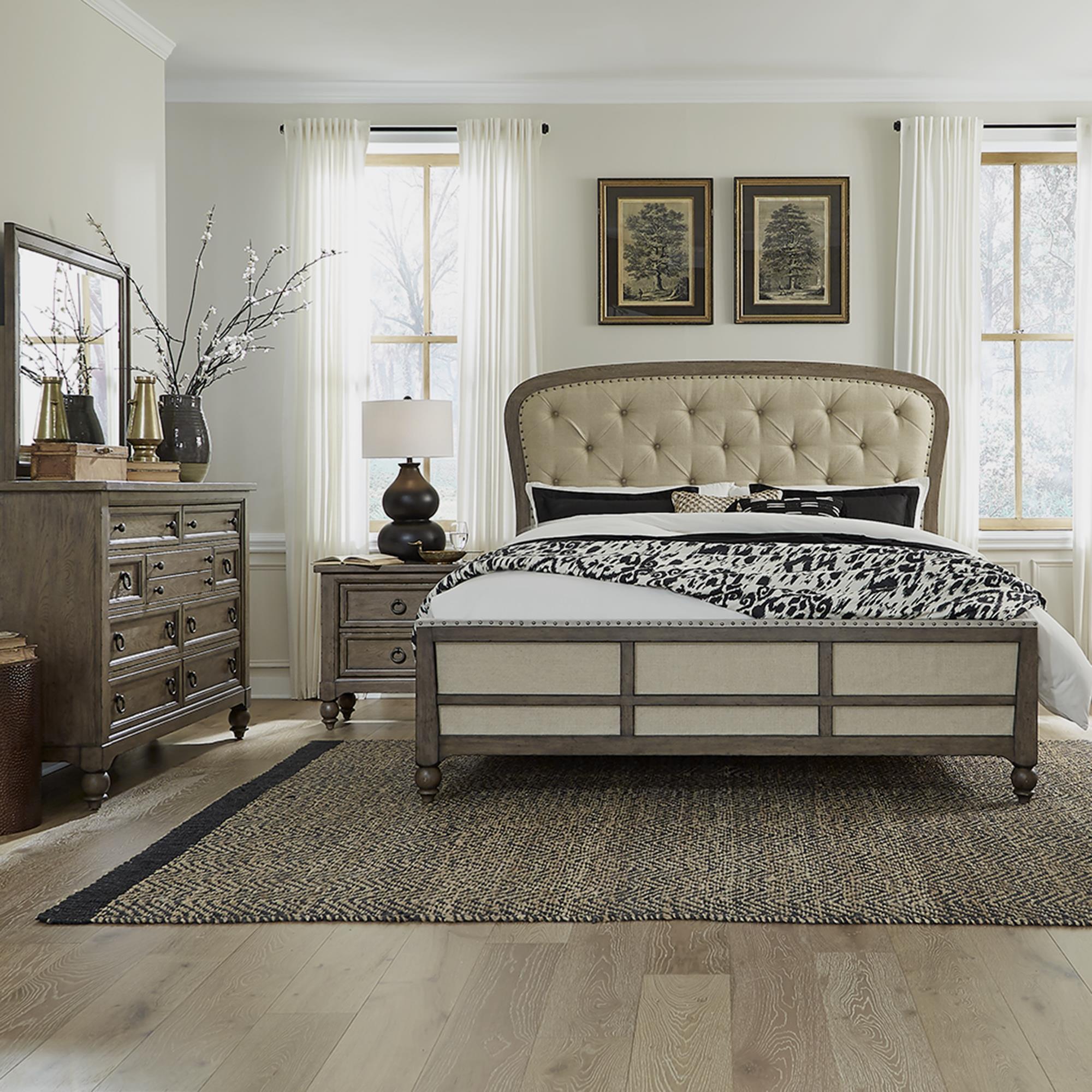  Size_Queen --  Liberty Furniture Industries Inc. Americana Farmhouse Upholstered Panel Bed IMAGE 5