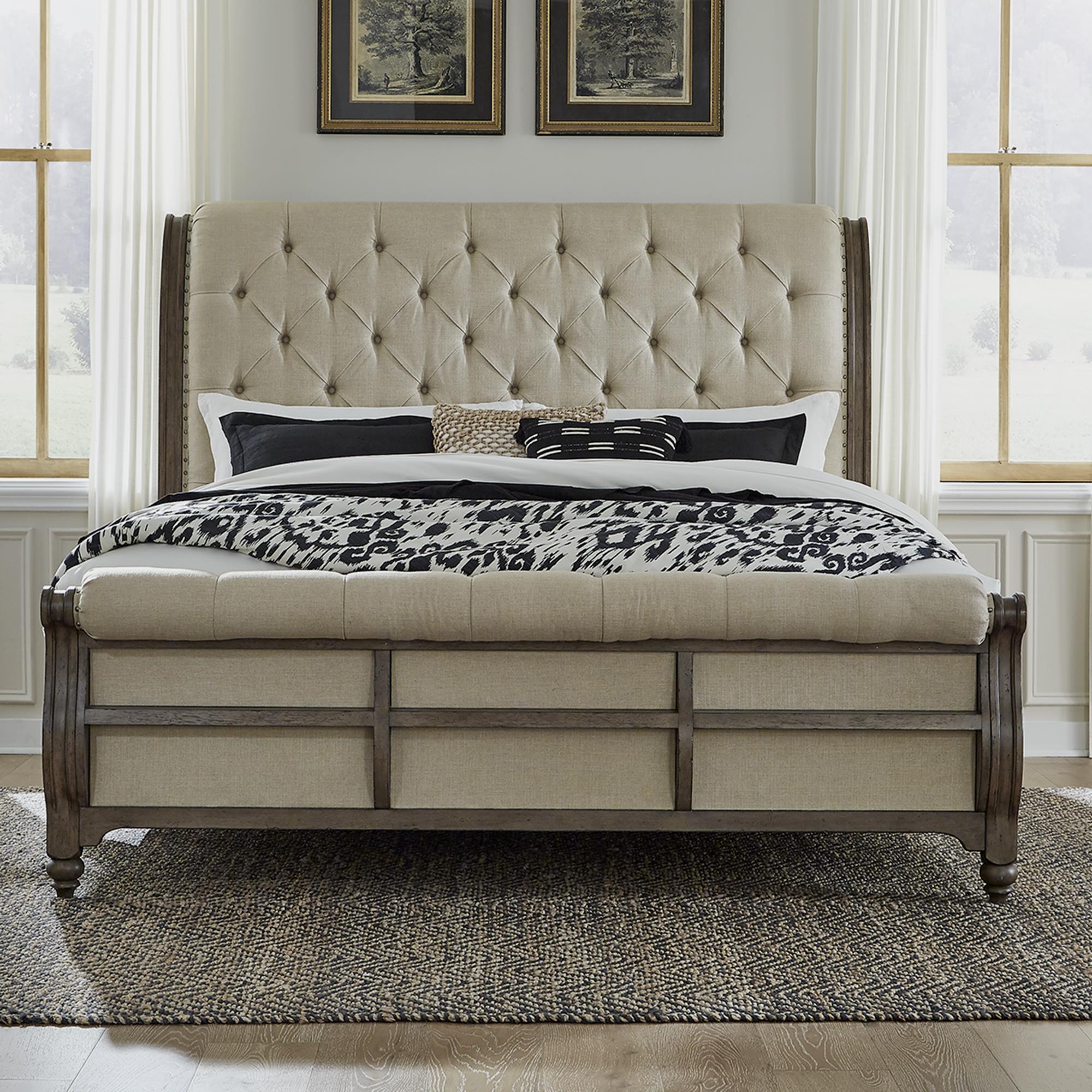  Size_Queen --  Liberty Furniture Industries Inc. Americana Farmhouse Upholstered Sleigh Bed IMAGE 1