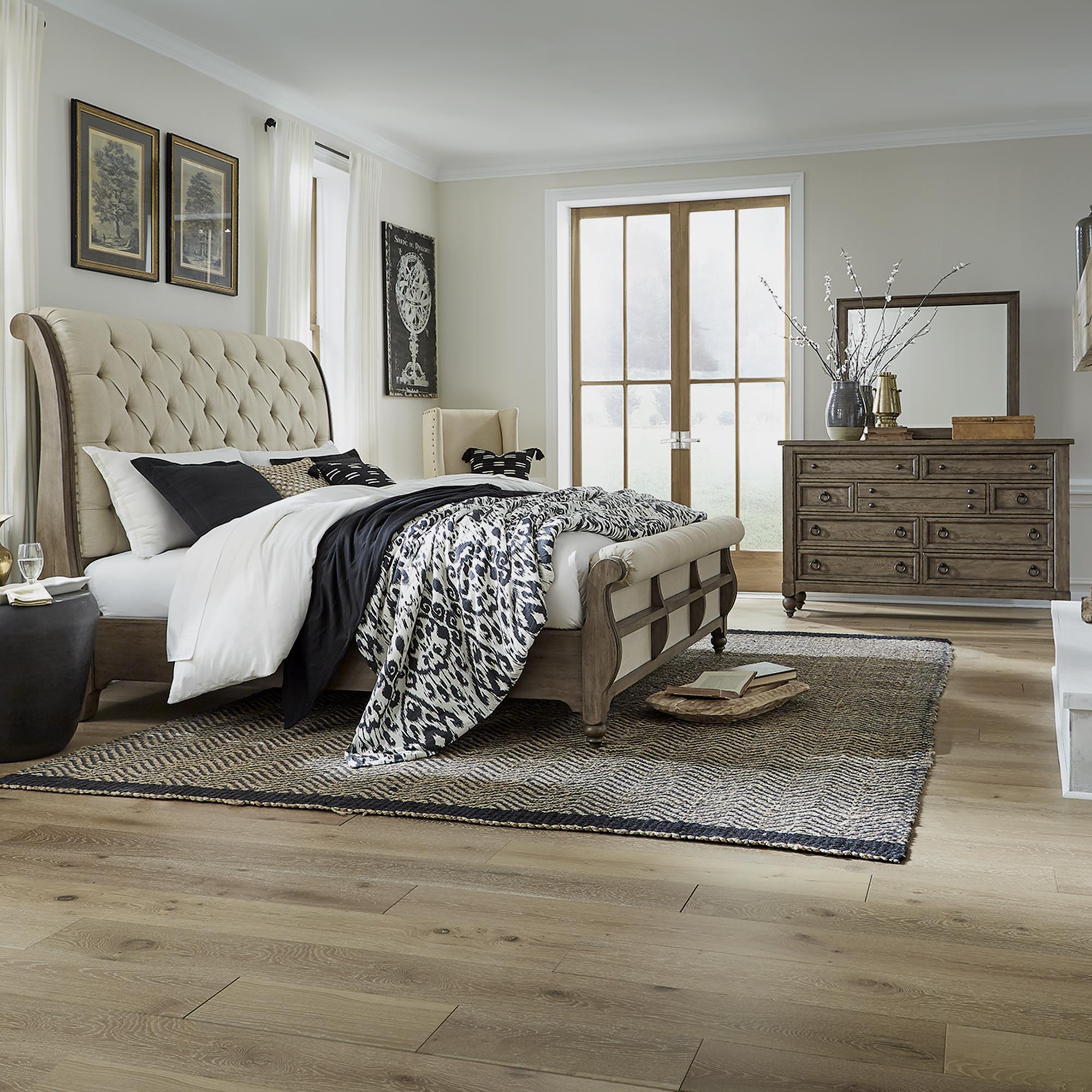  Size_Queen --  Liberty Furniture Industries Inc. Americana Farmhouse Upholstered Sleigh Bed IMAGE 2