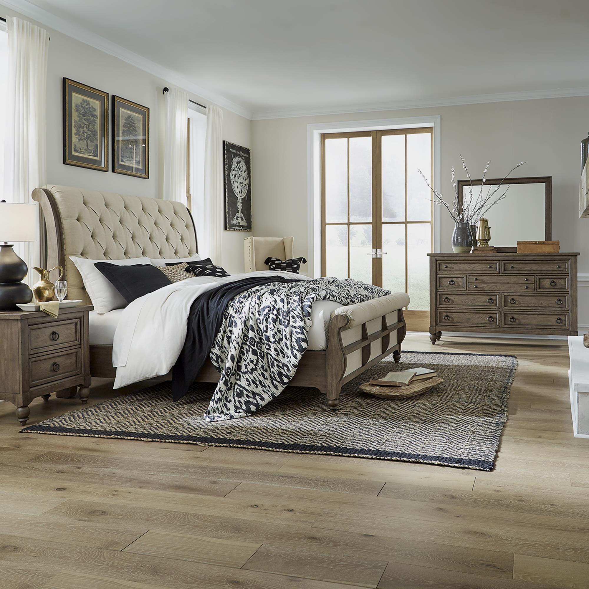  Size_Queen --  Liberty Furniture Industries Inc. Americana Farmhouse Upholstered Sleigh Bed IMAGE 5