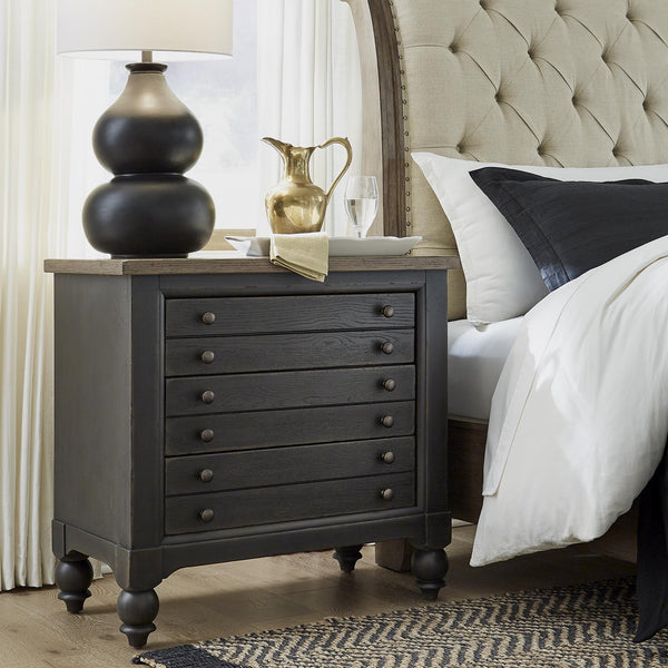 Liberty Furniture Industries Inc. Americana Farmhouse 615-BR62-B Bedside Chest with Charging Station - Black