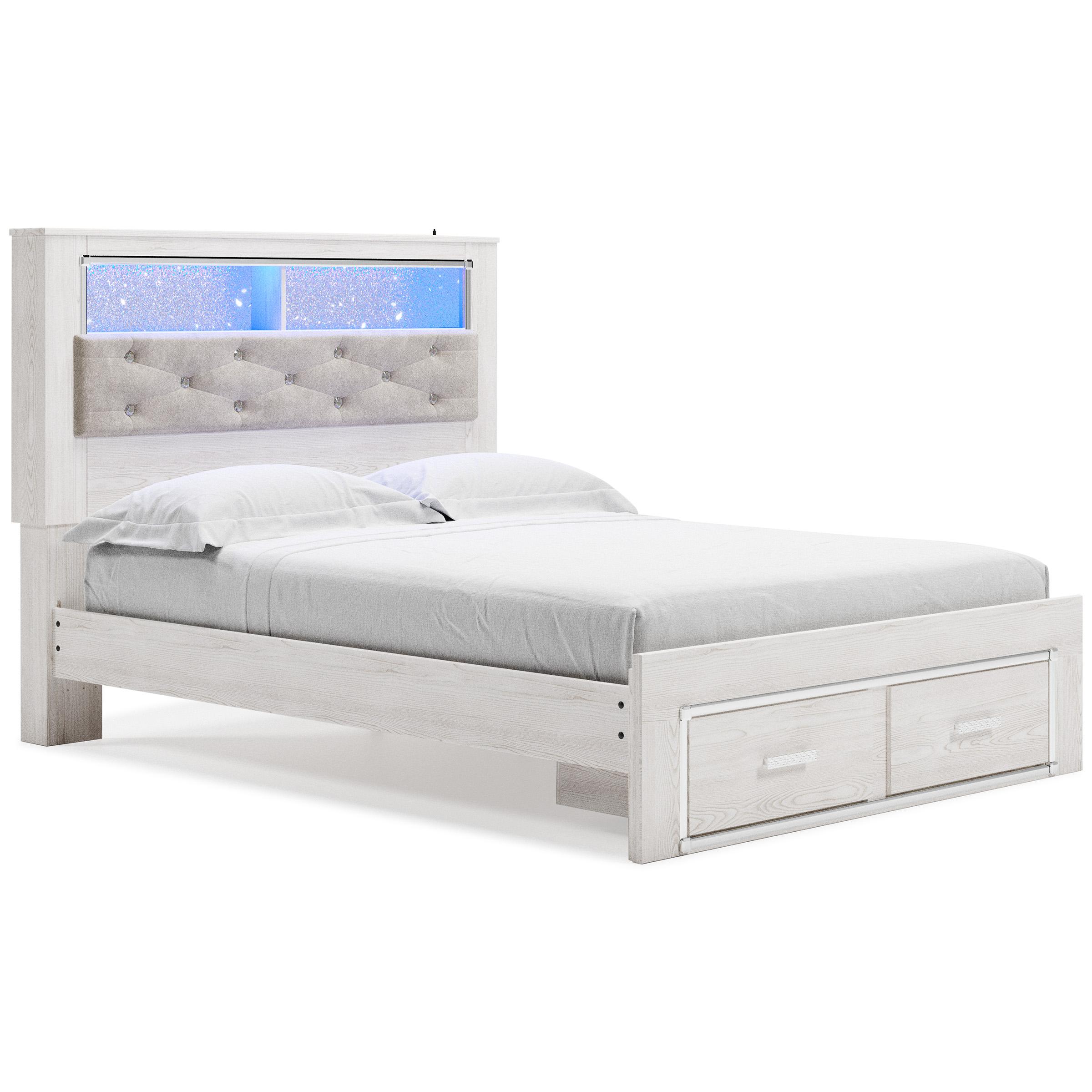  Size_Queen --  Signature Design by Ashley Altyra Upholstered Bookcase Bed with Storage IMAGE 1