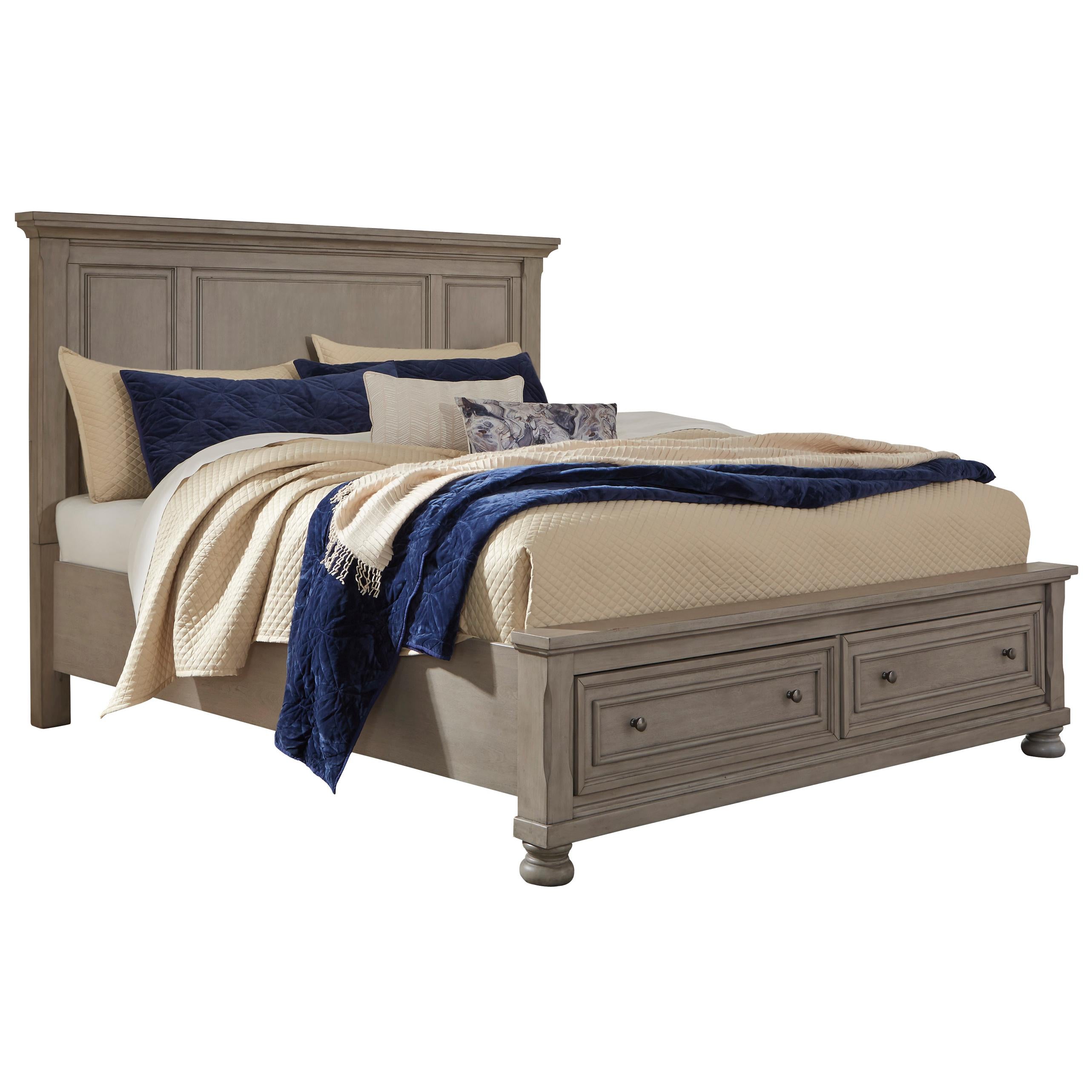  Size_Queen --  Signature Design by Ashley Lettner Panel Bed with Storage IMAGE 1